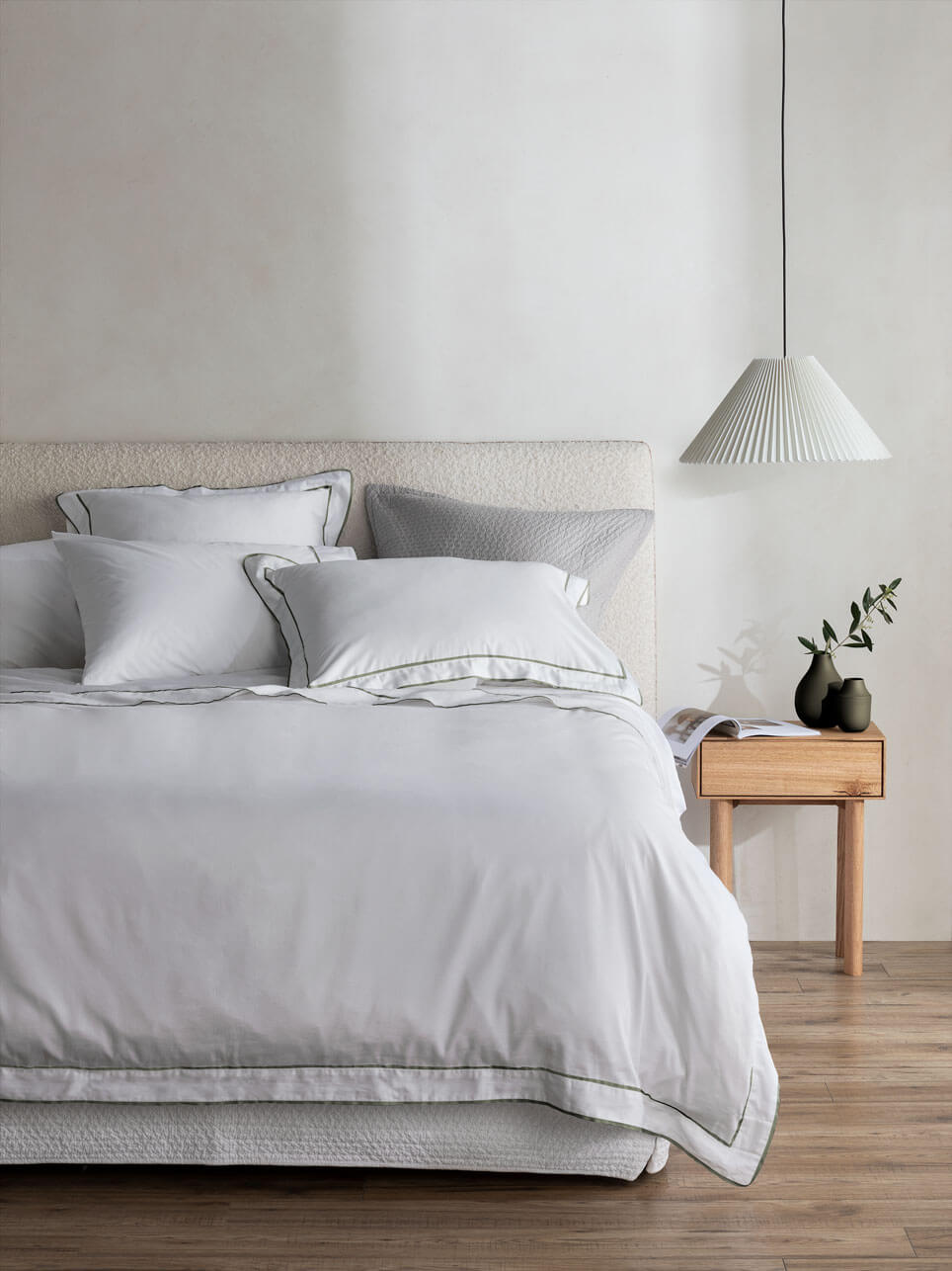 Grosgrain Olive Egyptian Cotton Tailored Pillowcases