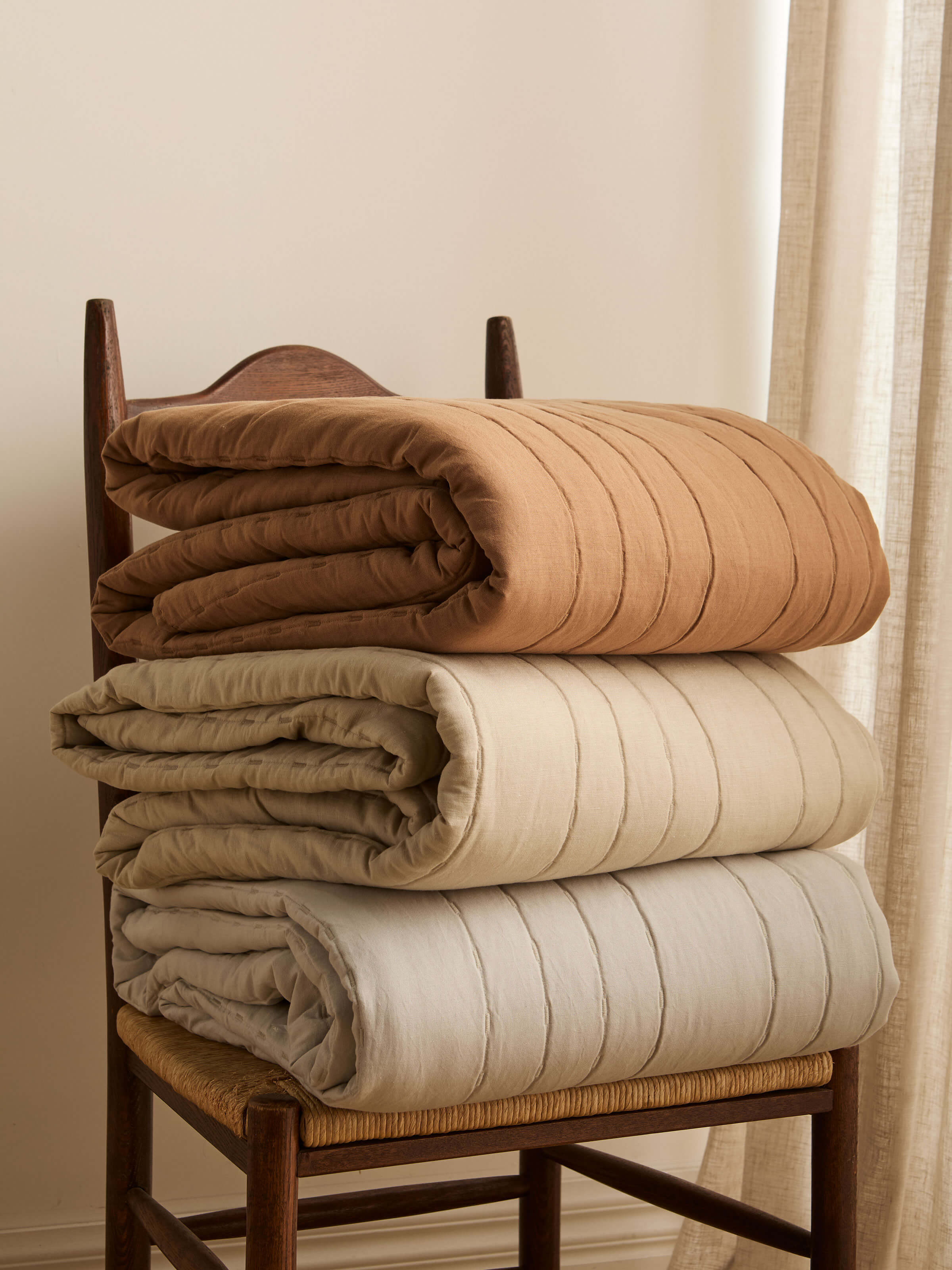 Kemble Oatmeal Linen & Cotton Quilted Pillowcases