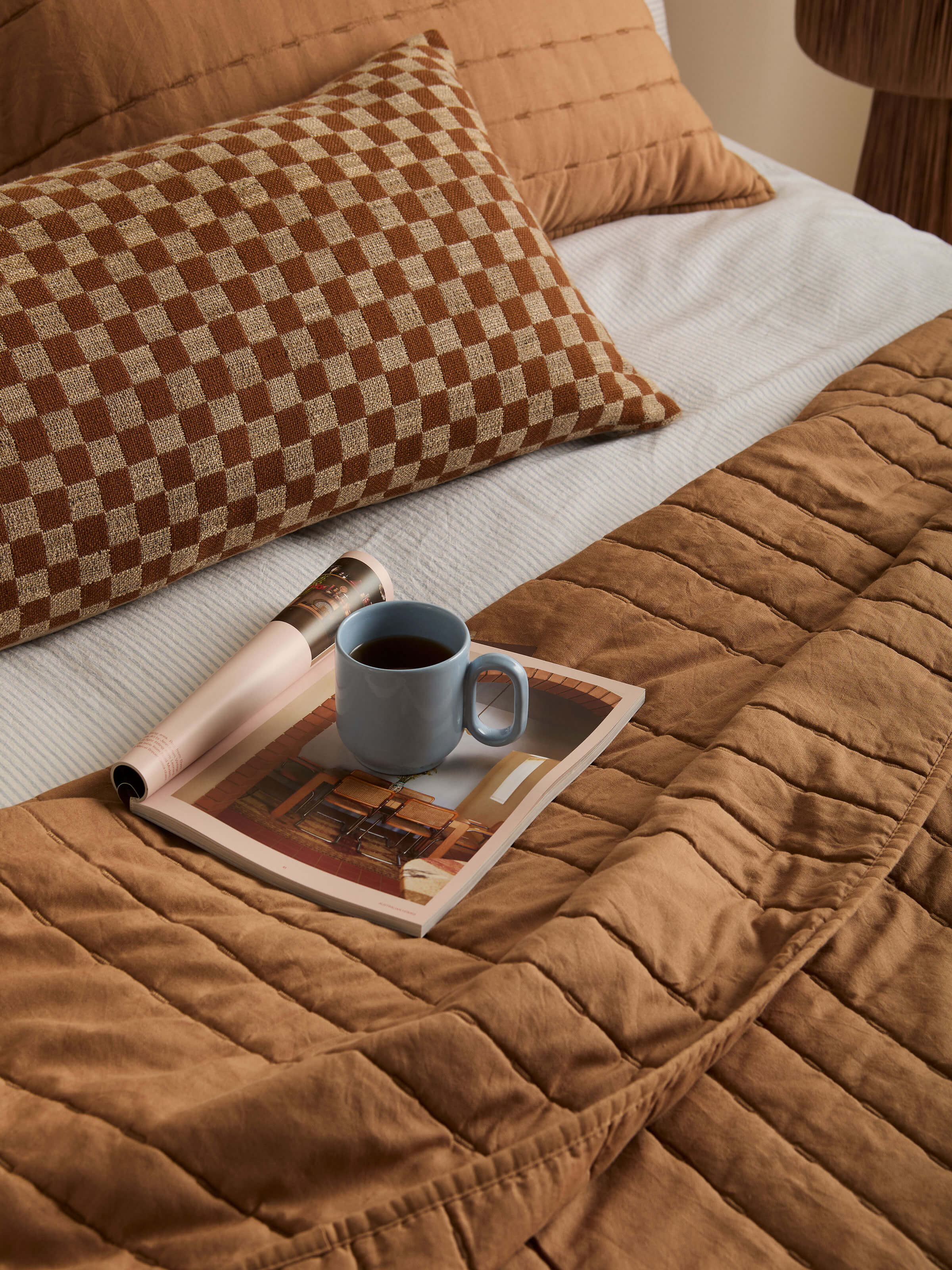 Kemble Caramel Linen & Cotton Quilt