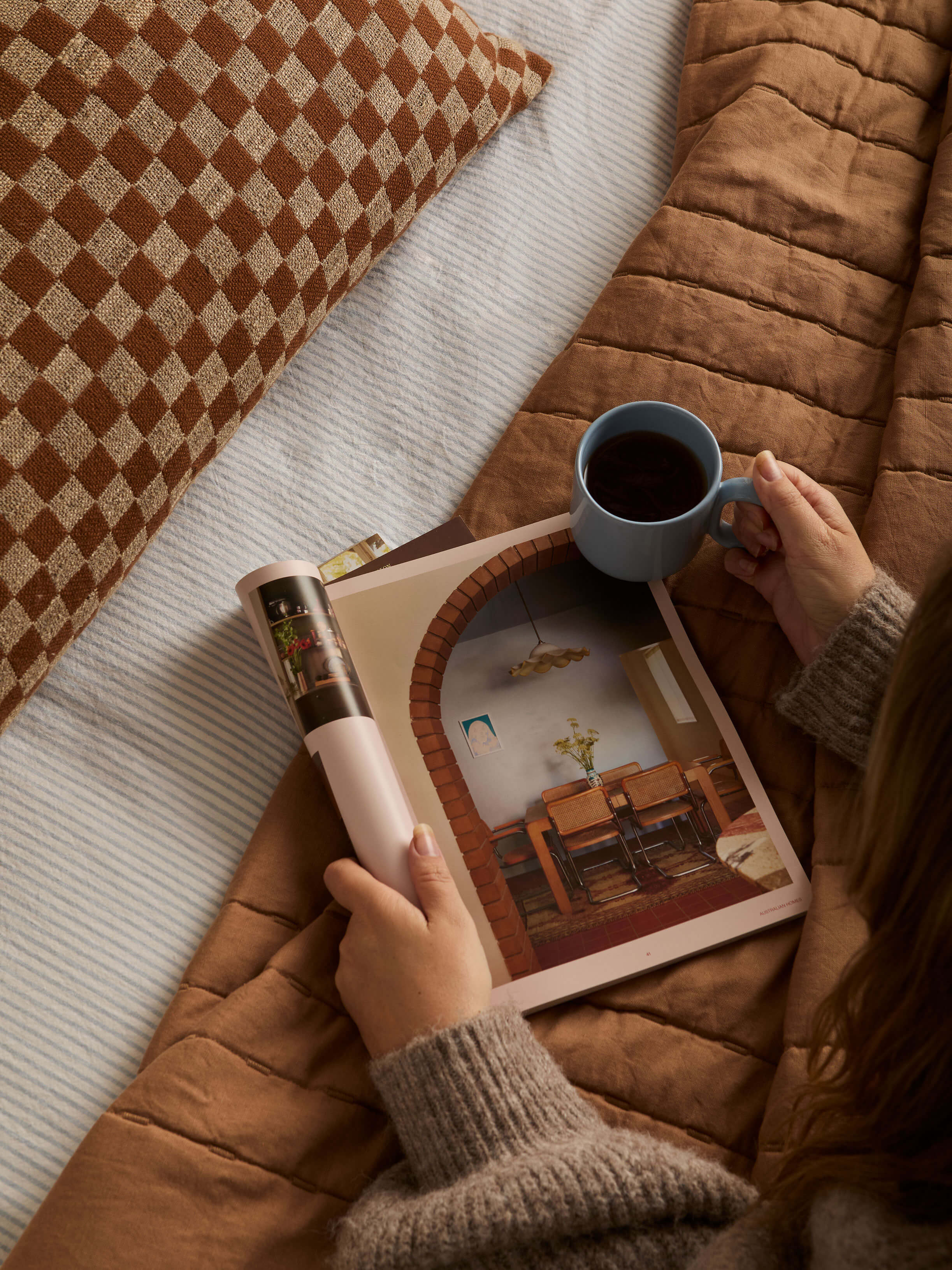 Kemble Caramel Linen & Cotton Quilted Pillowcases