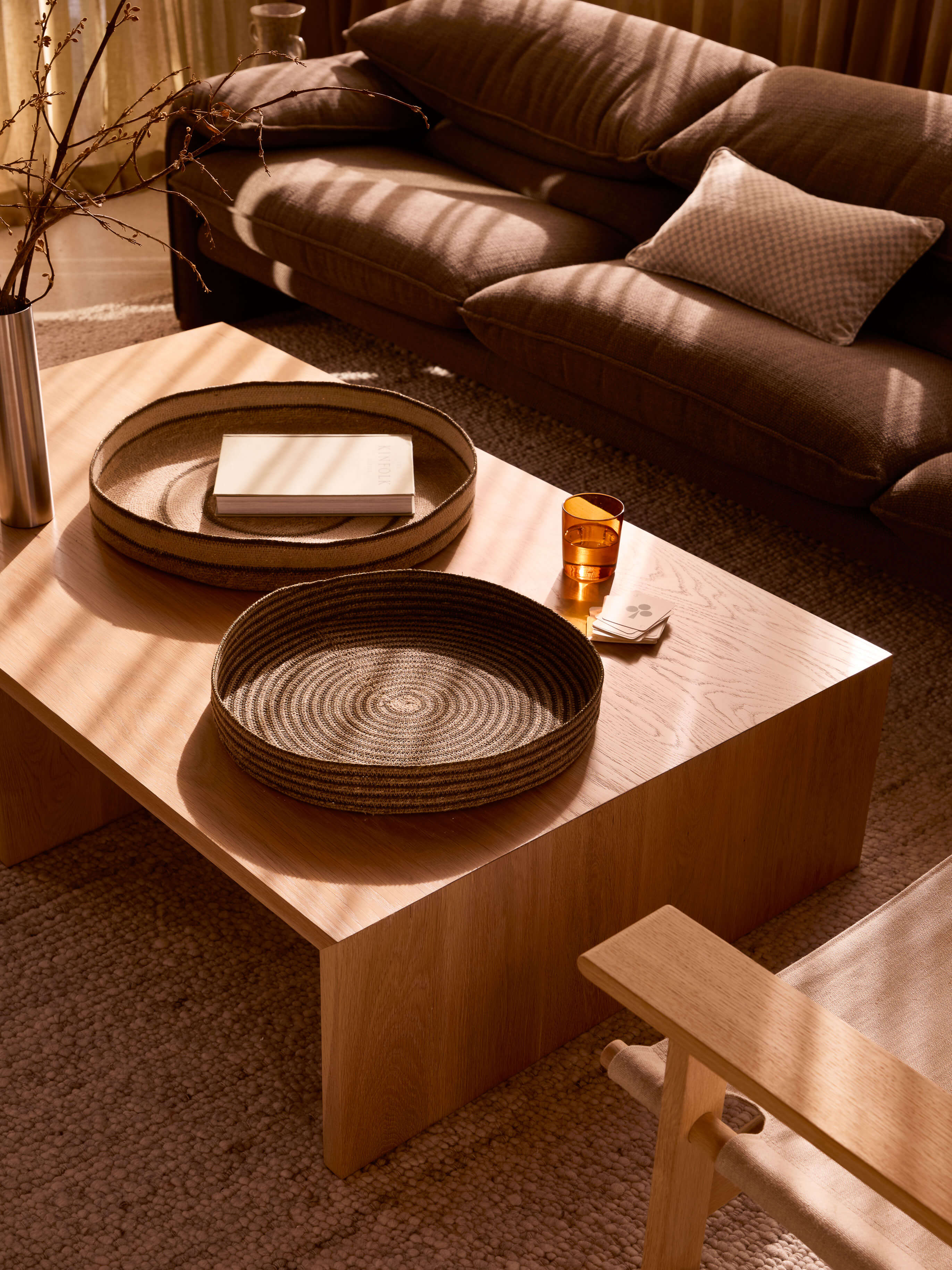 Sabine Khaki Woven Tray Duo