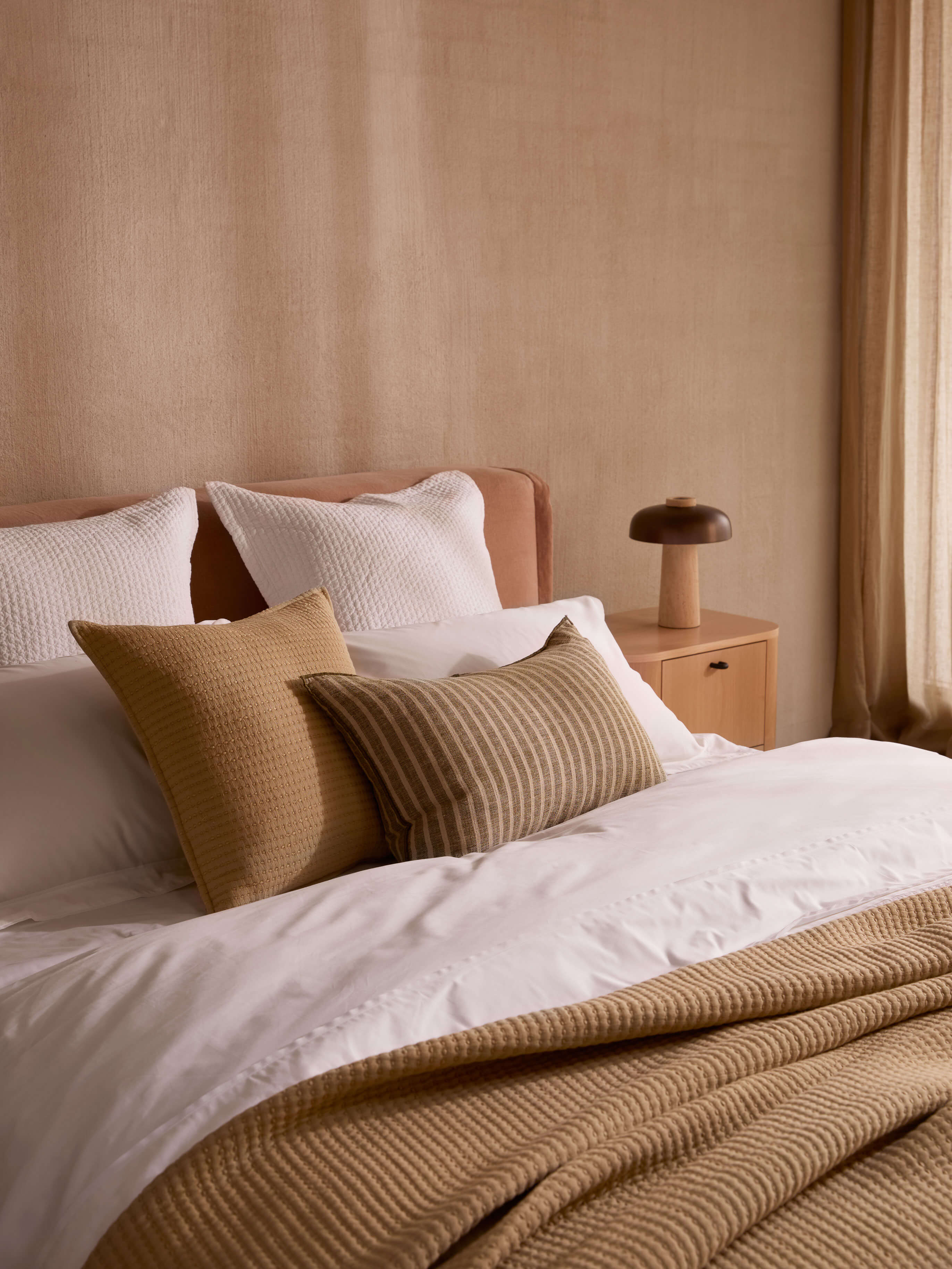 Ava Khaki Stripe Pure Linen Rectangle Cushion