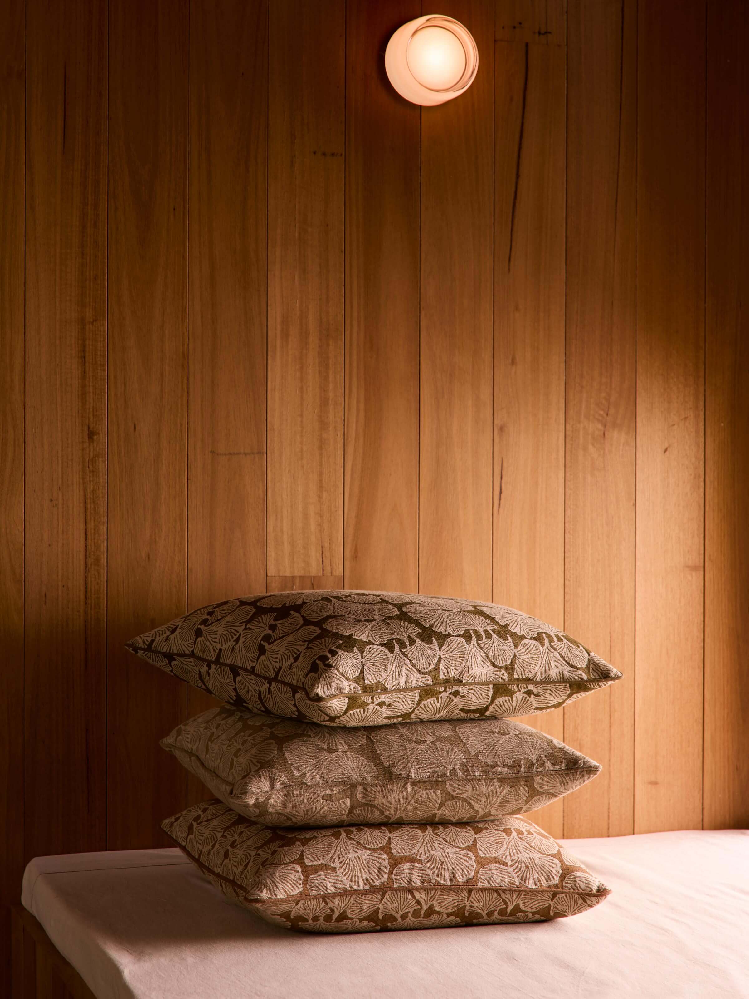 Ginkgo Bronze Linen Cushion