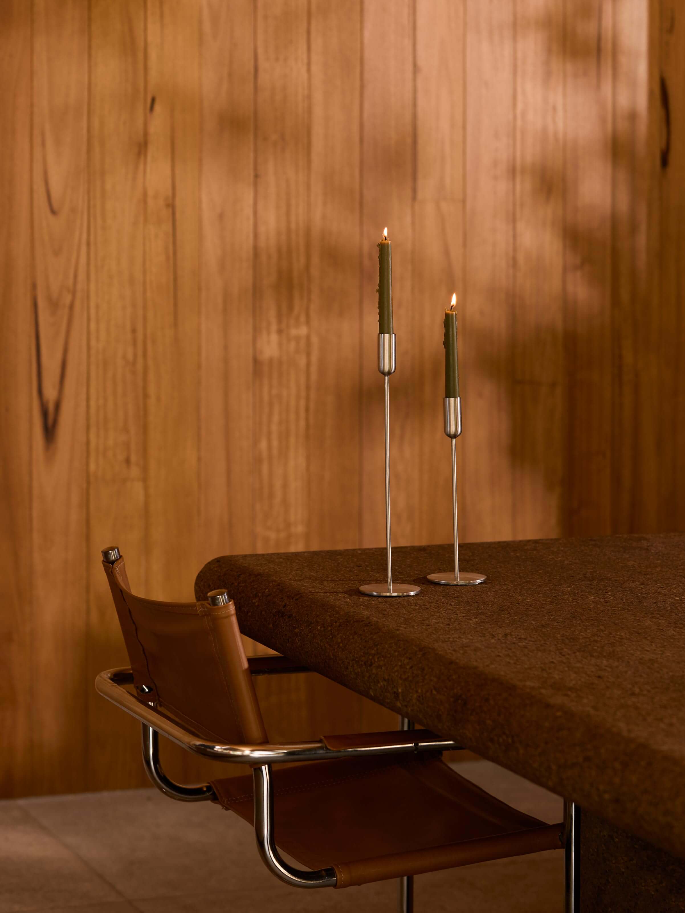 Kira Stainless Steel Candle Holder Set