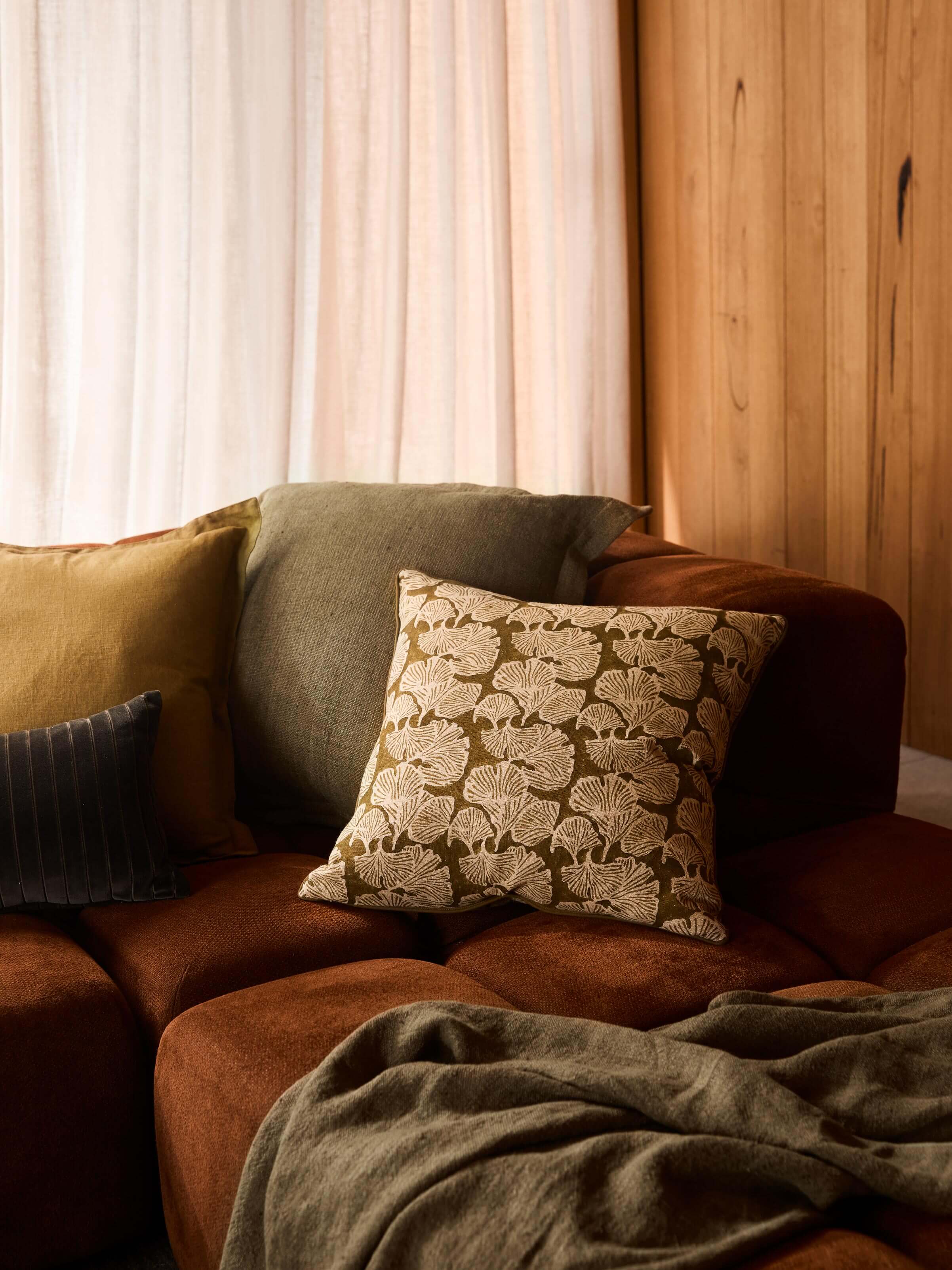 Burton Khaki Heavy Linen Throw