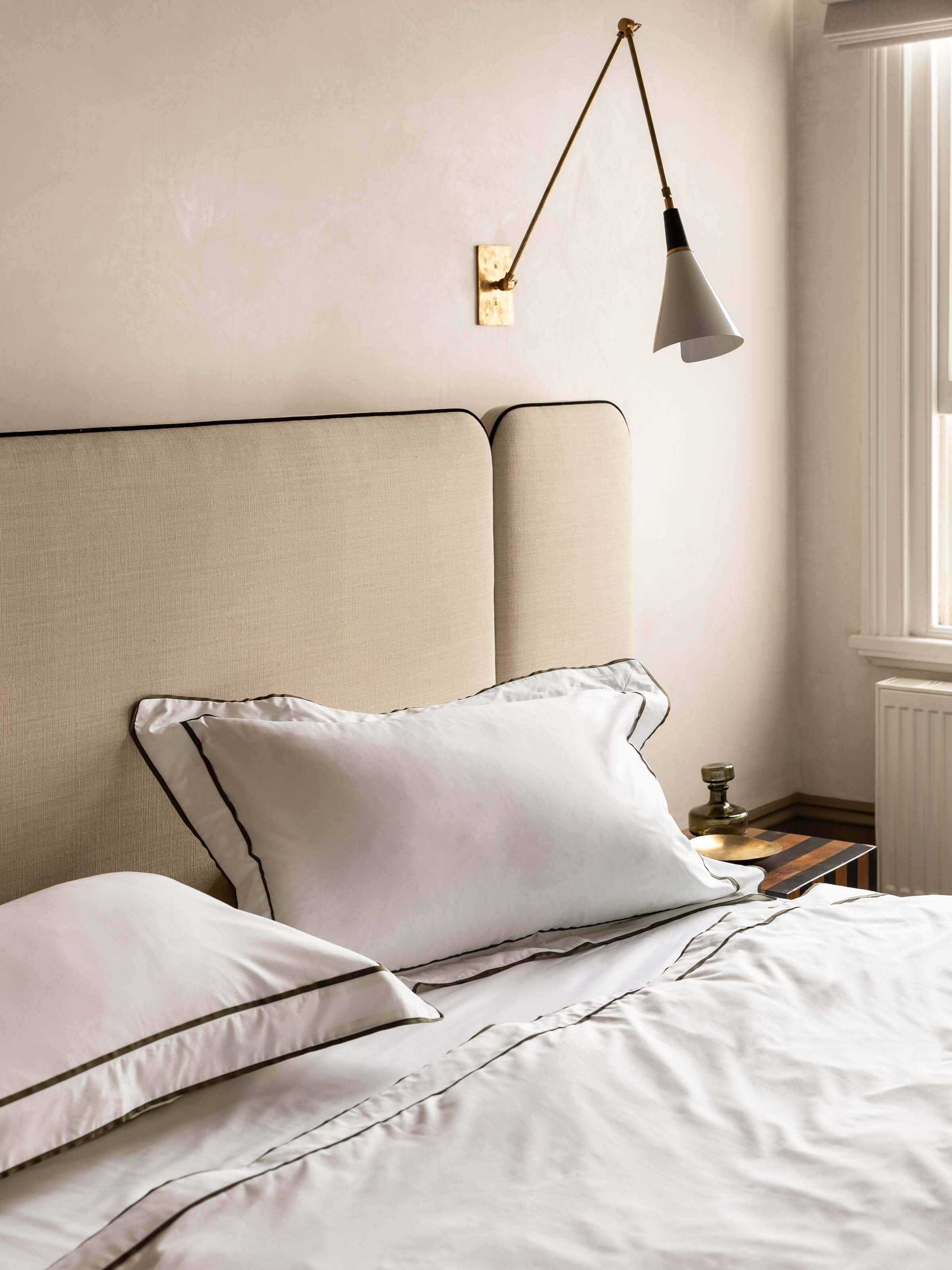 Grosgrain Olive Egyptian Cotton Tailored Pillowcases