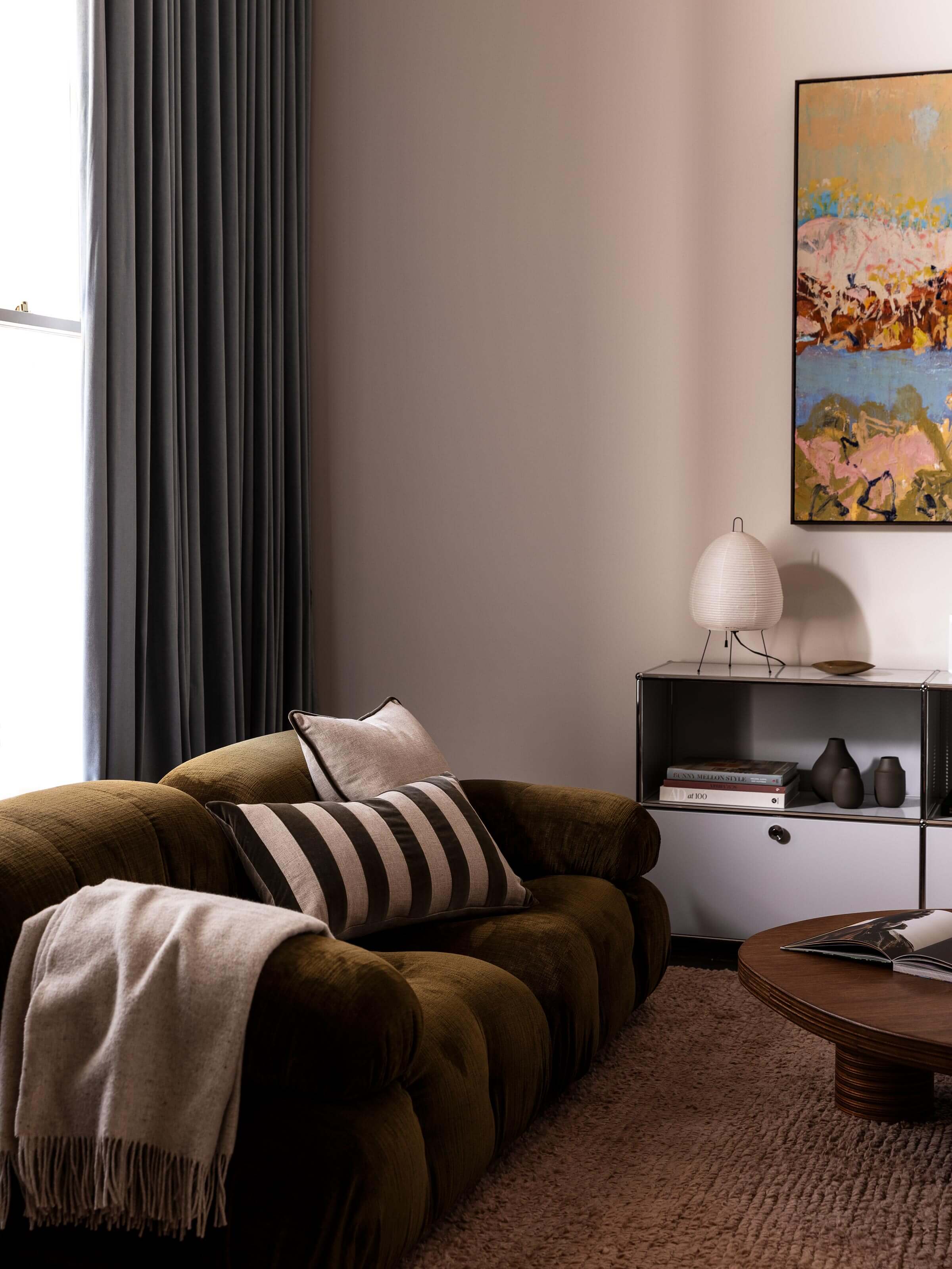 Etro Olive Stripe Velvet Cushion