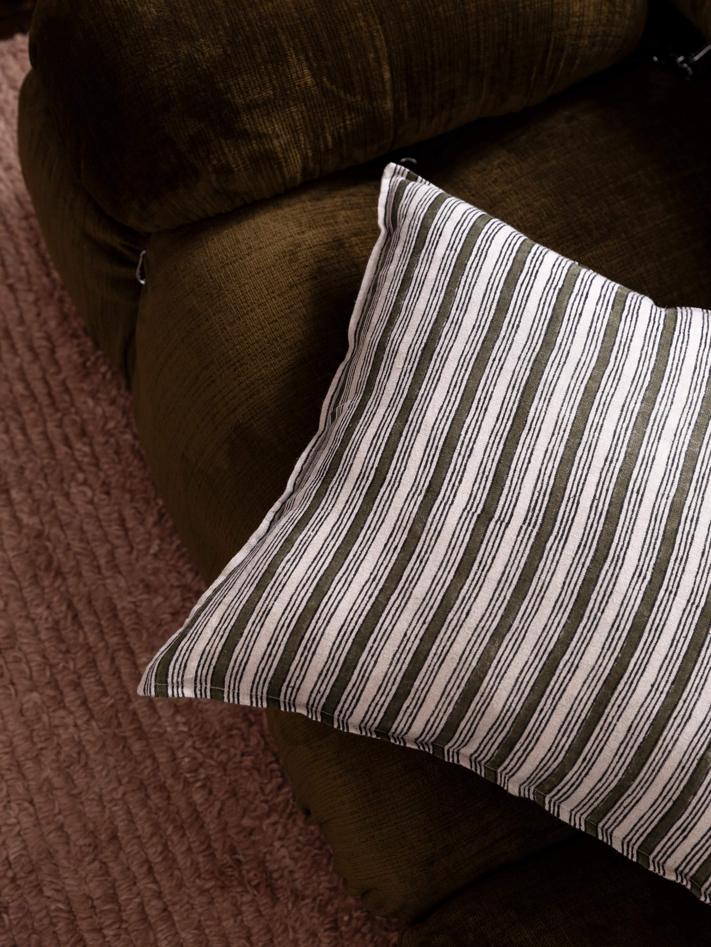 Rome Olive Pure Linen Cushion