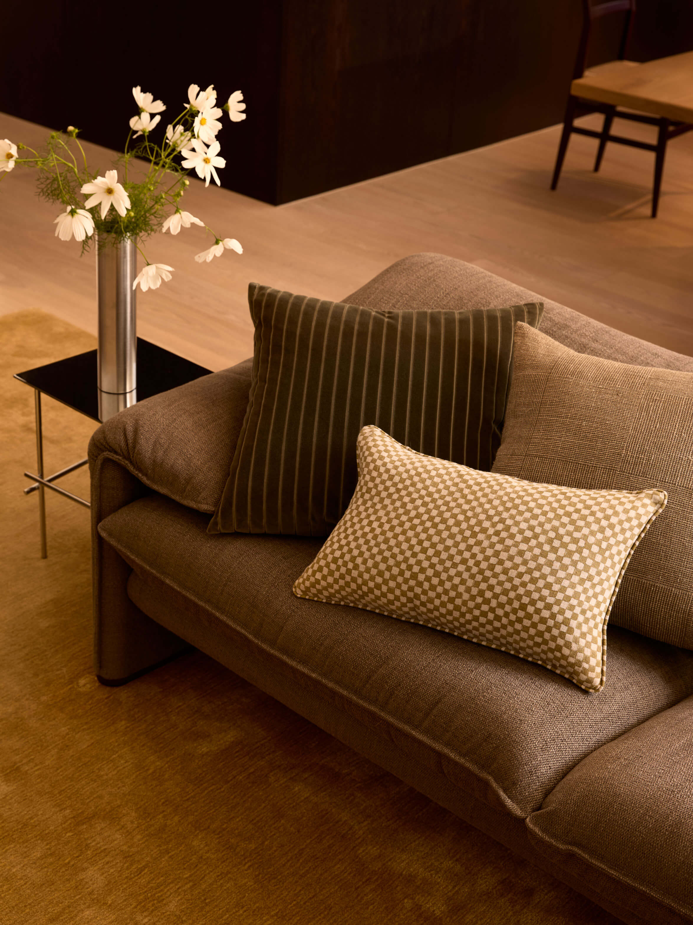 Gia Mocha Reversible Linen Cushion