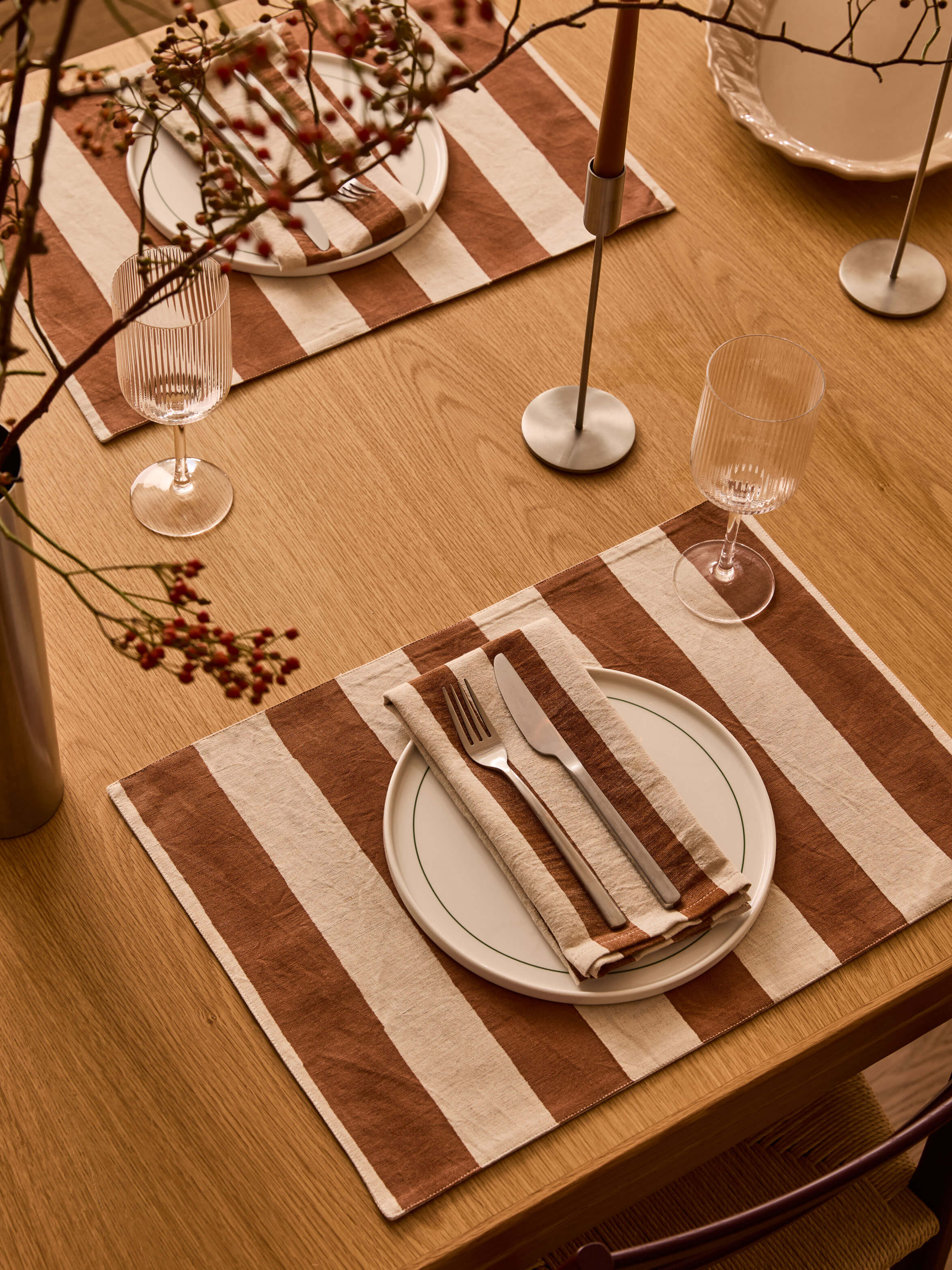 Kira Stainless Steel Candle Holder Set