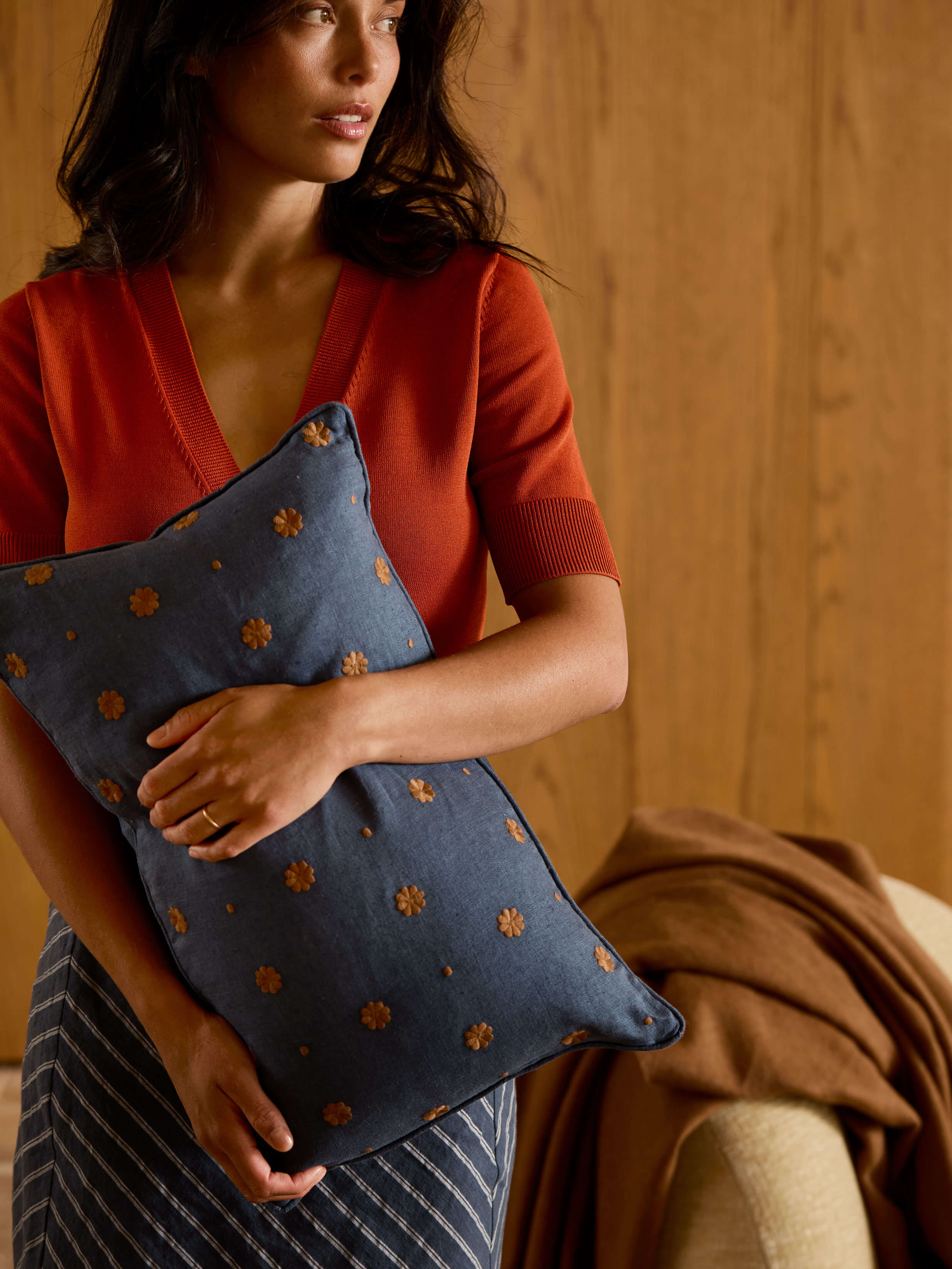 Bonita Indigo Pure Linen Cushion