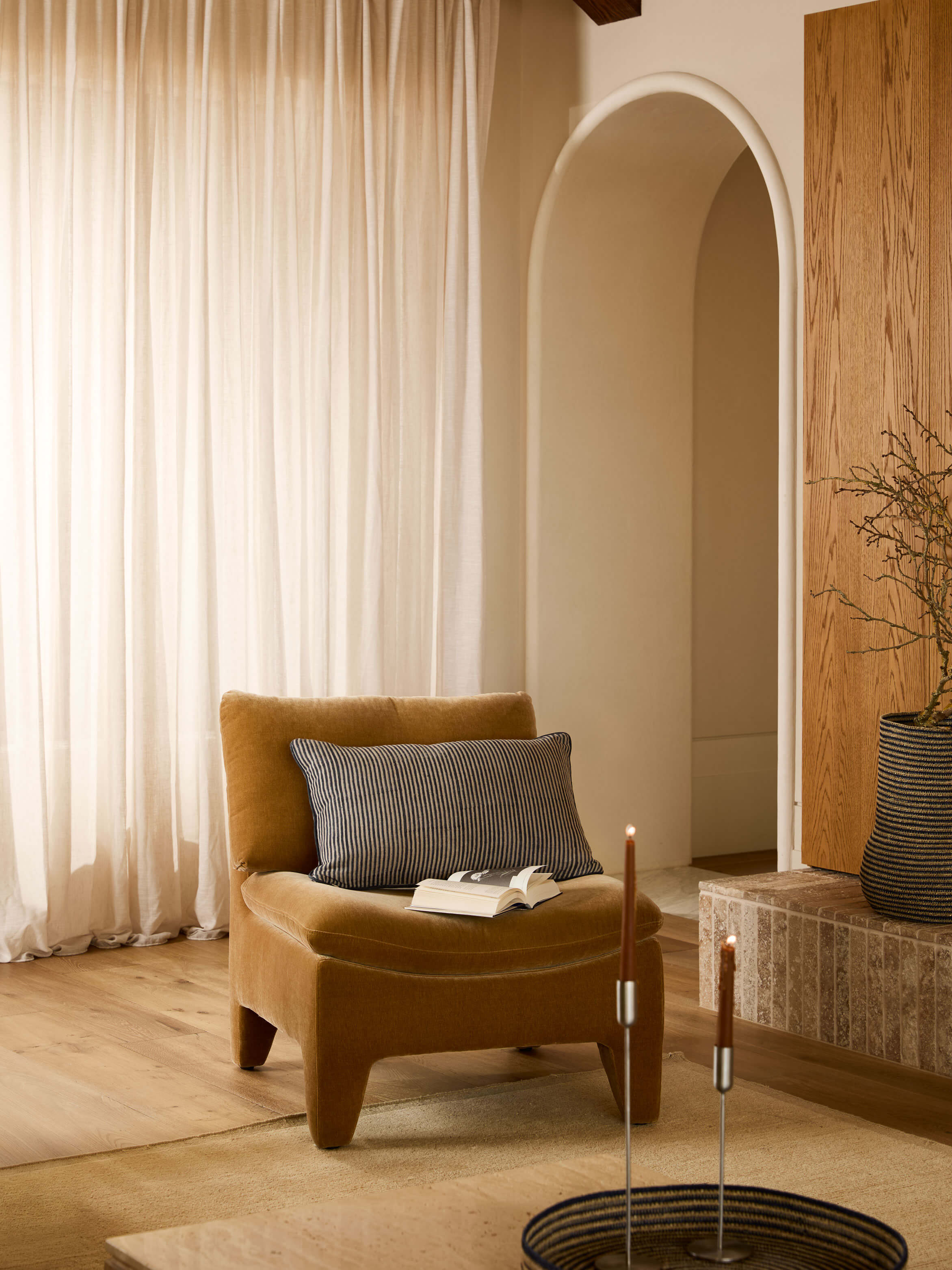 Lottie Indigo Reversible Linen Cushion
