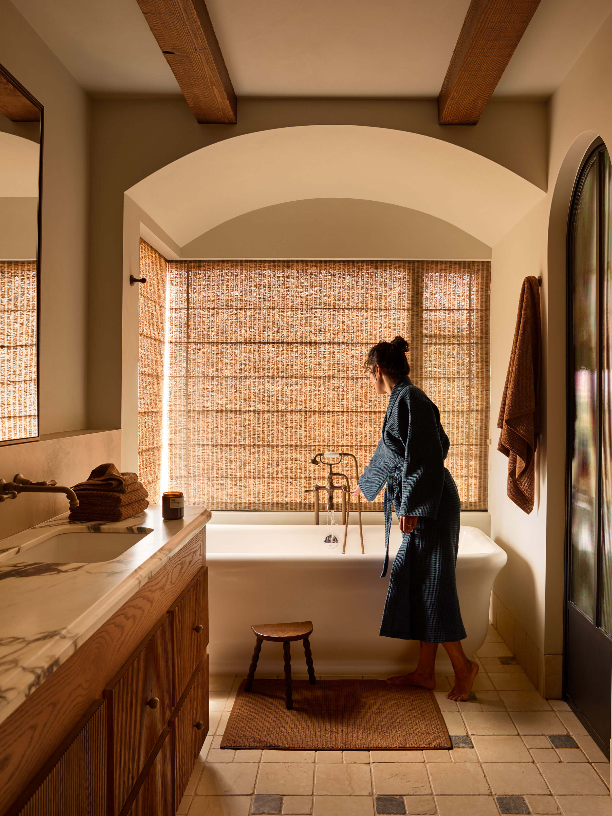 Spa Indigo Waffle Bathrobe