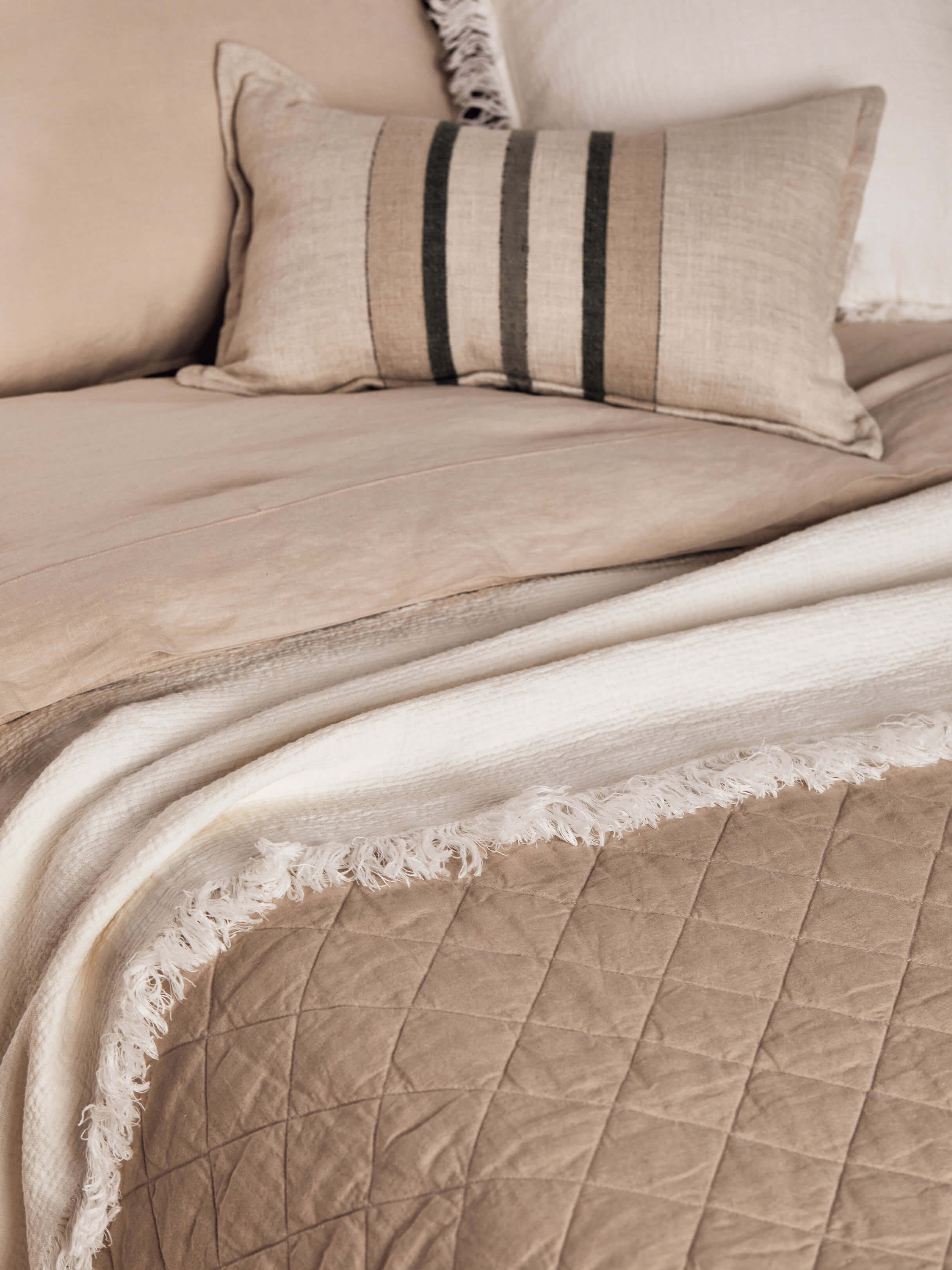 Ava Chalk Pure Linen Throw