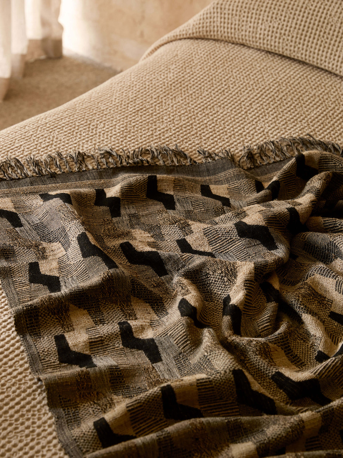 Lisbon Raffia Waffle Cotton Blanket