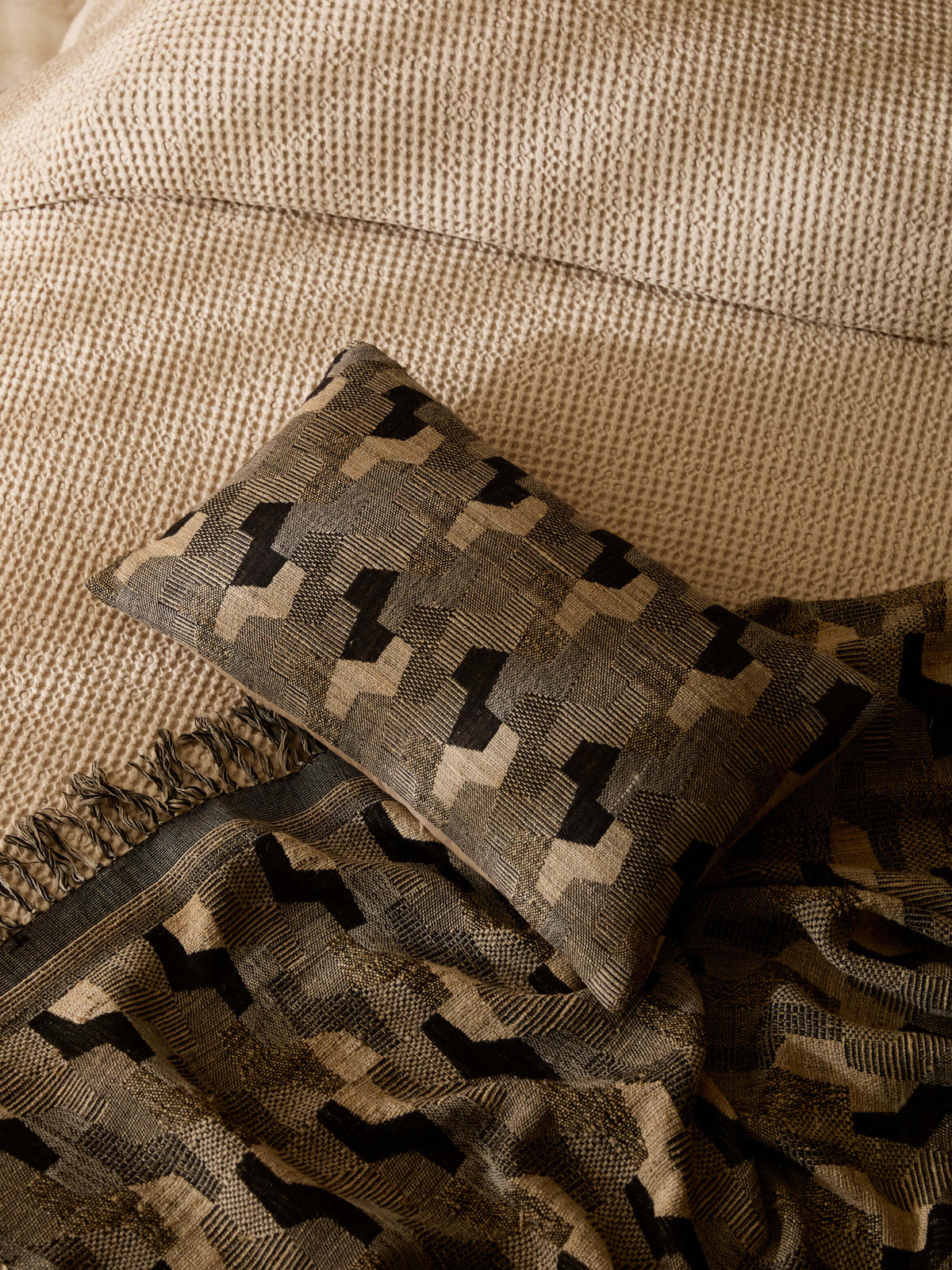 Lisbon Raffia Waffle Cotton Blanket