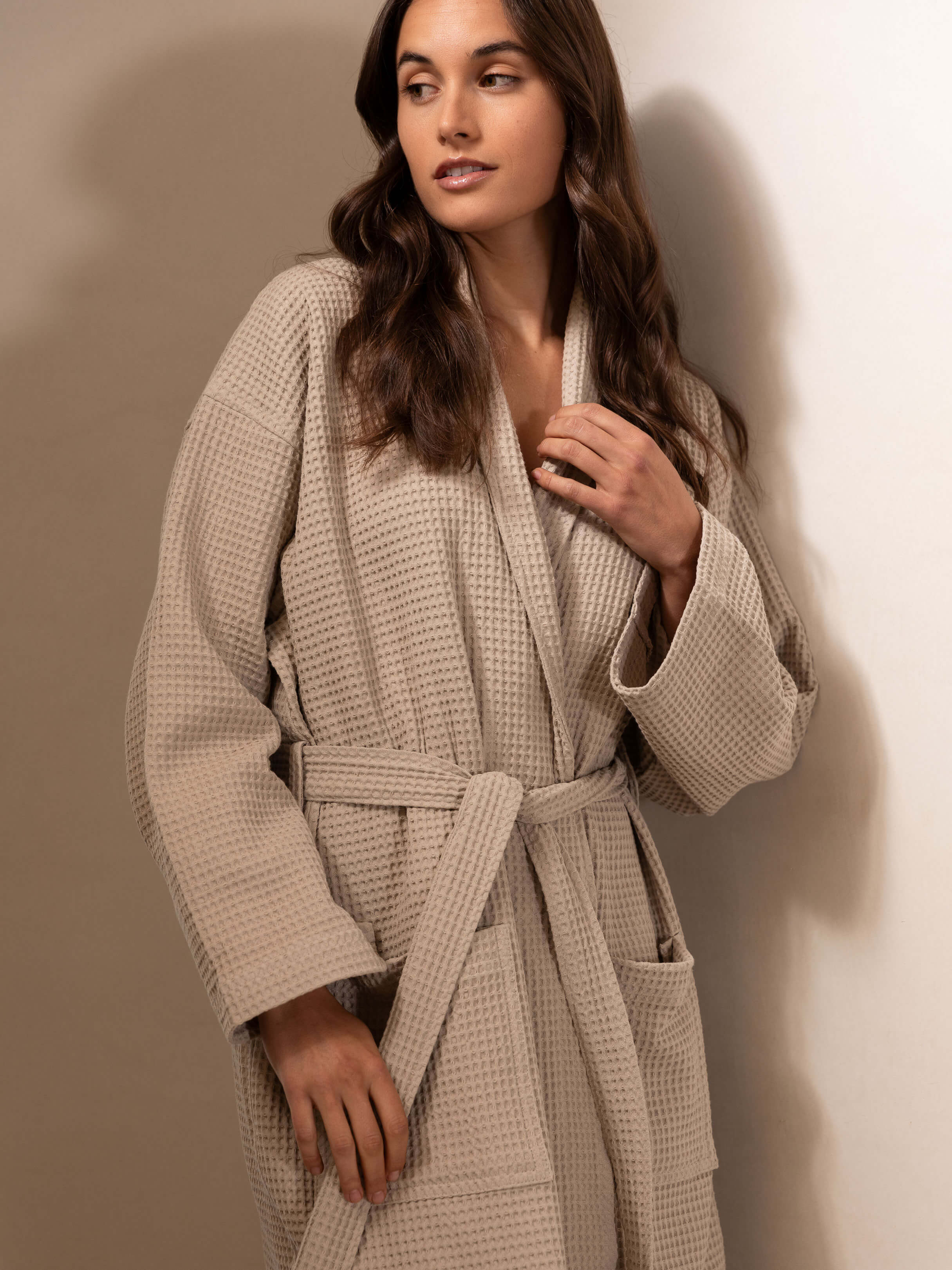Spa Oatmeal Waffle Bathrobe