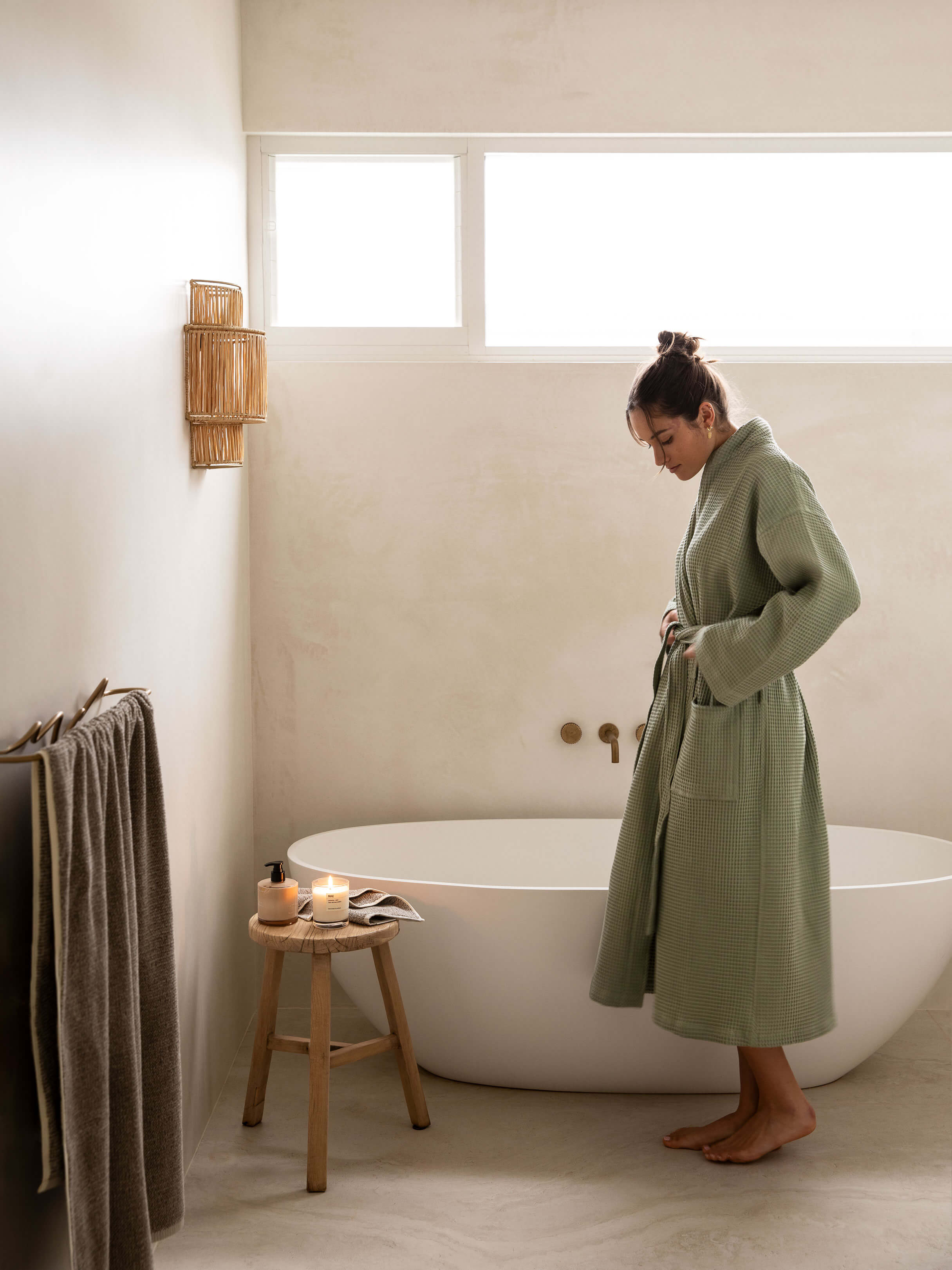 Spa Sage Waffle Bathrobe
