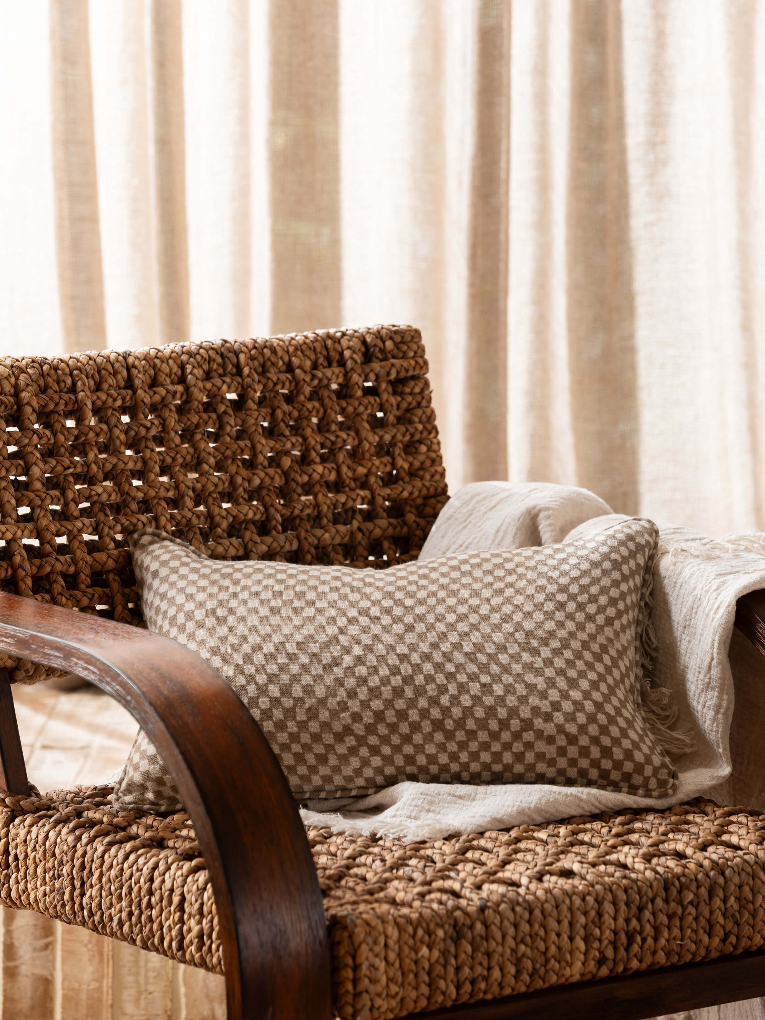 Gia Mocha Reversible Linen Cushion