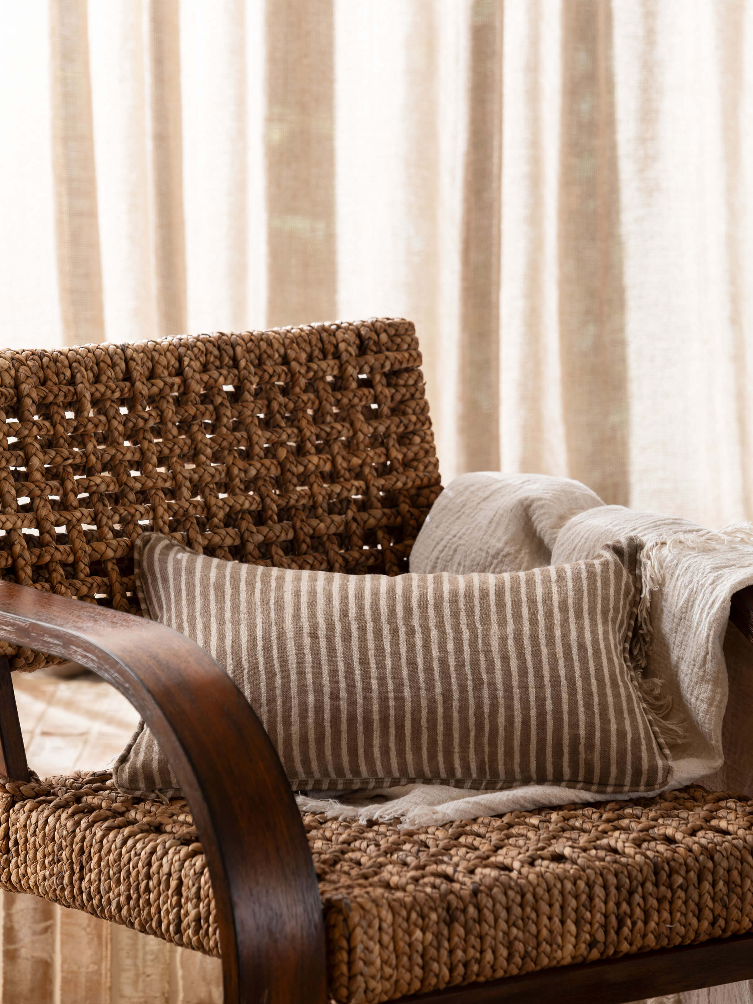 Gia Mocha Reversible Linen Cushion