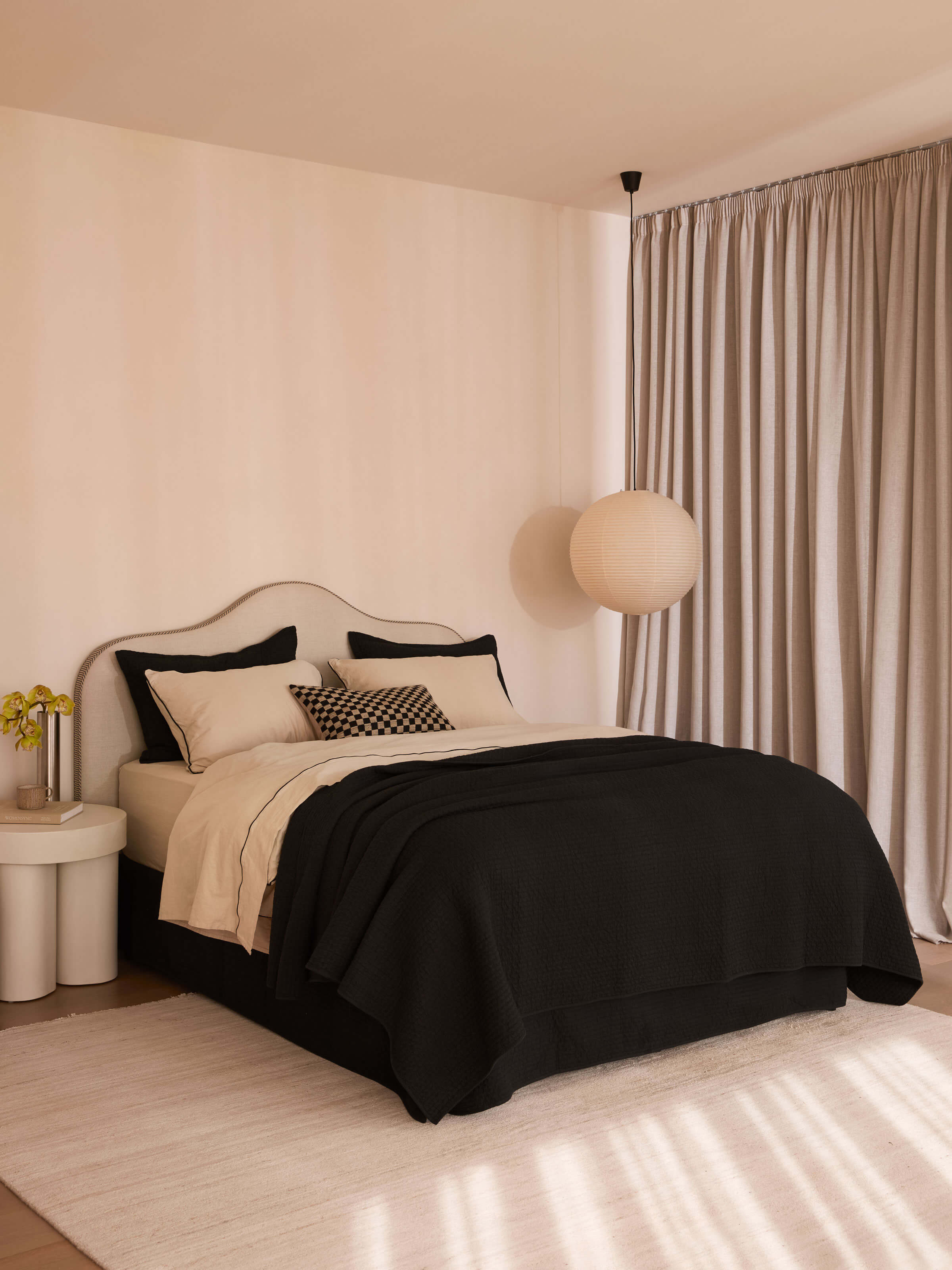 Matteo Black Rectangle Wool & Silk Cushion