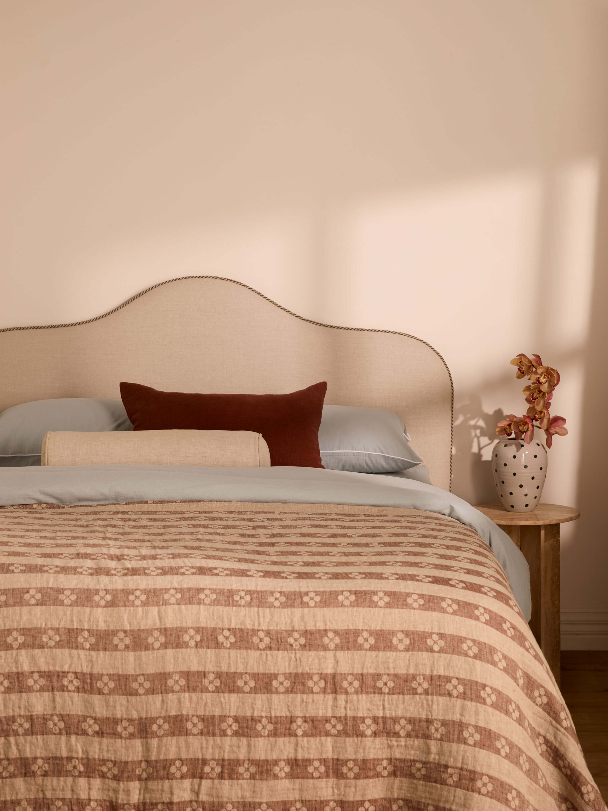 Mae Natural Pure Linen Bolster Cushion