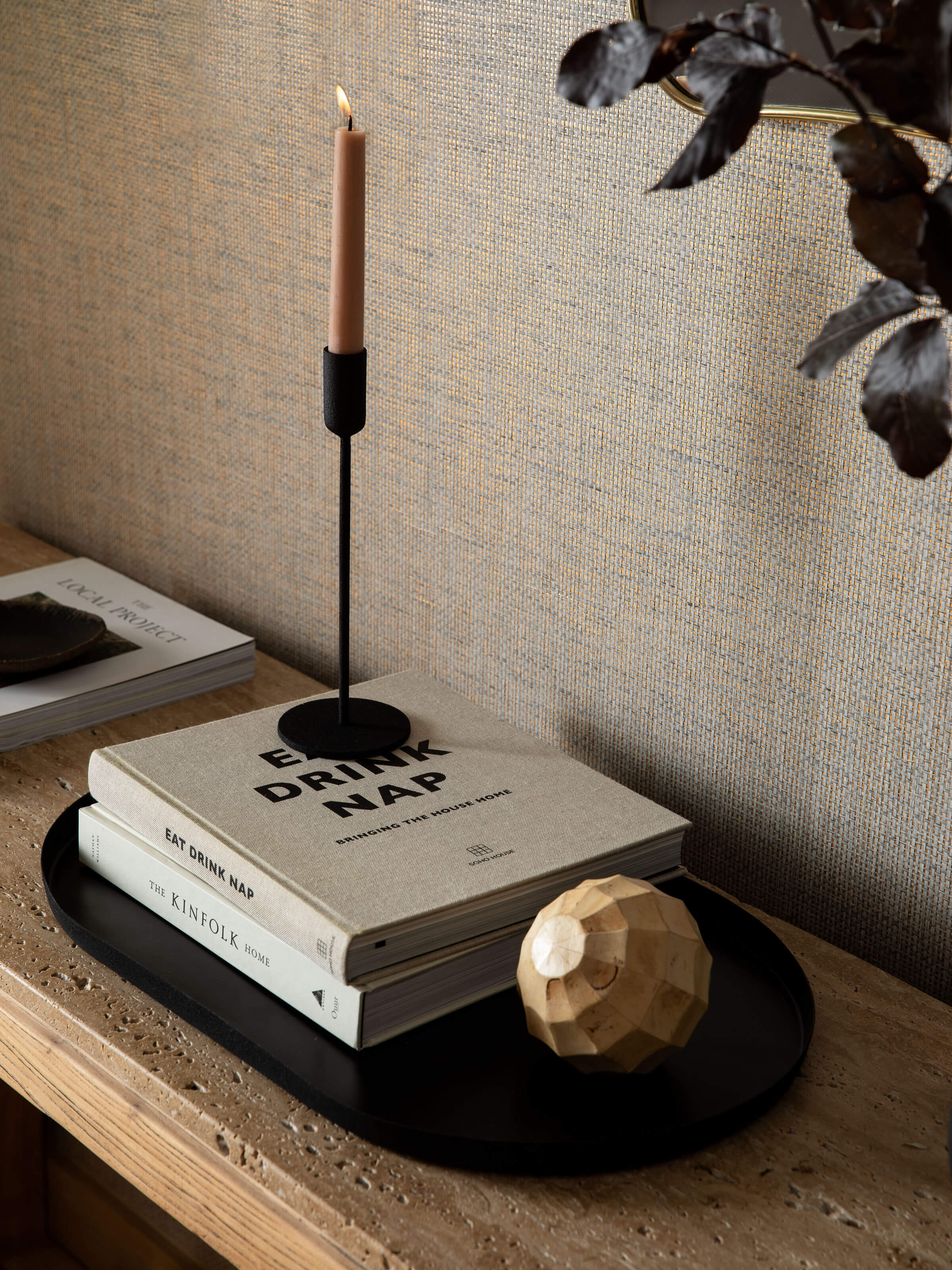 Mona Black Candle Holder Set