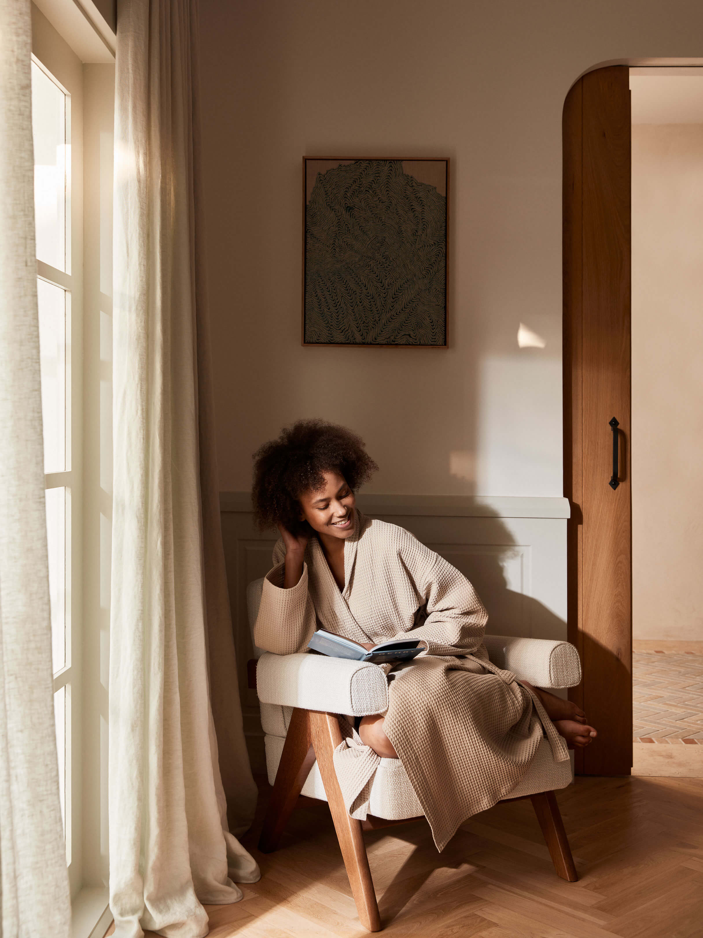Spa Oatmeal Waffle Bathrobe