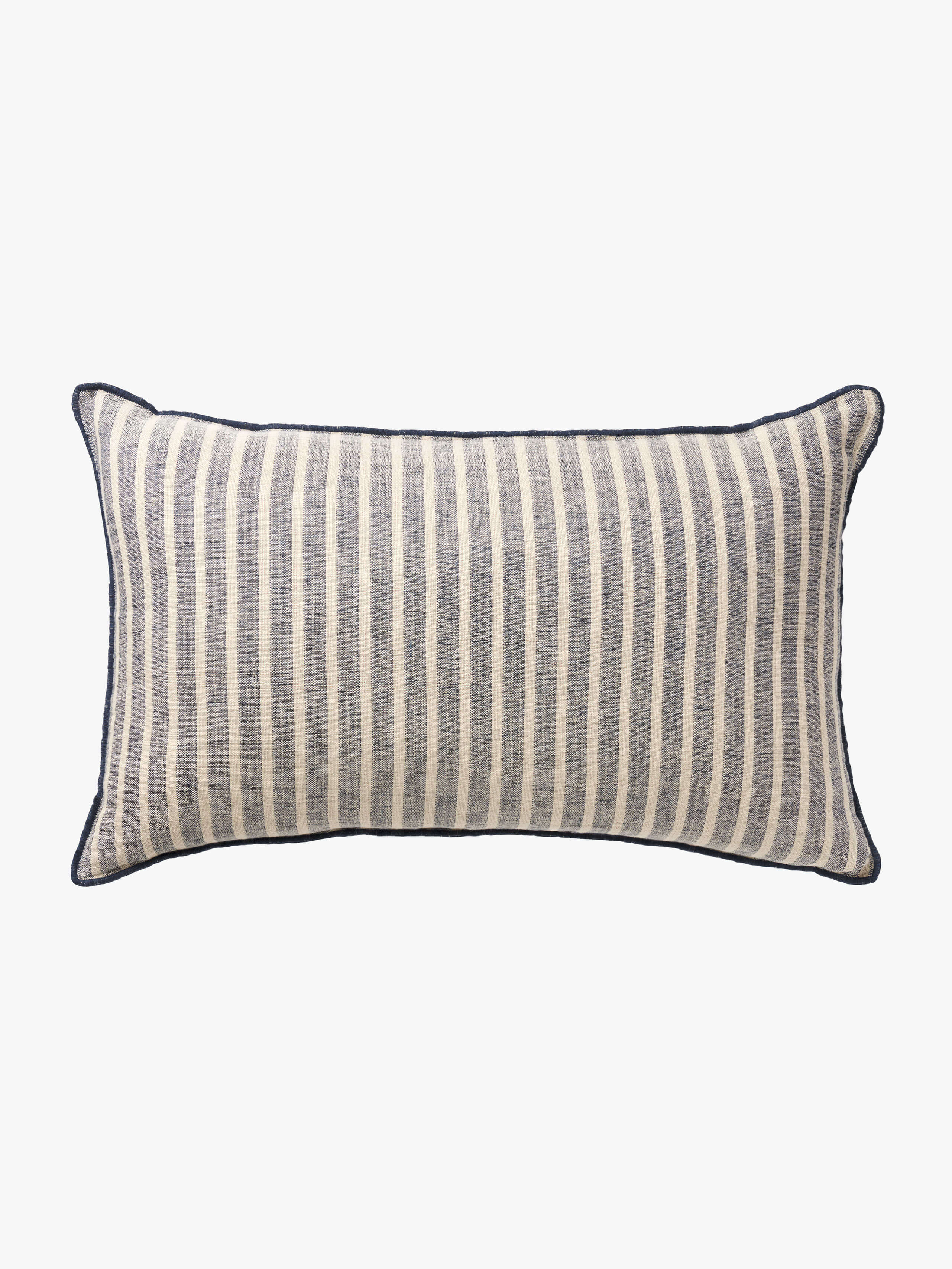 Ava Indigo Stripe Pure Linen Rectangle Cushion