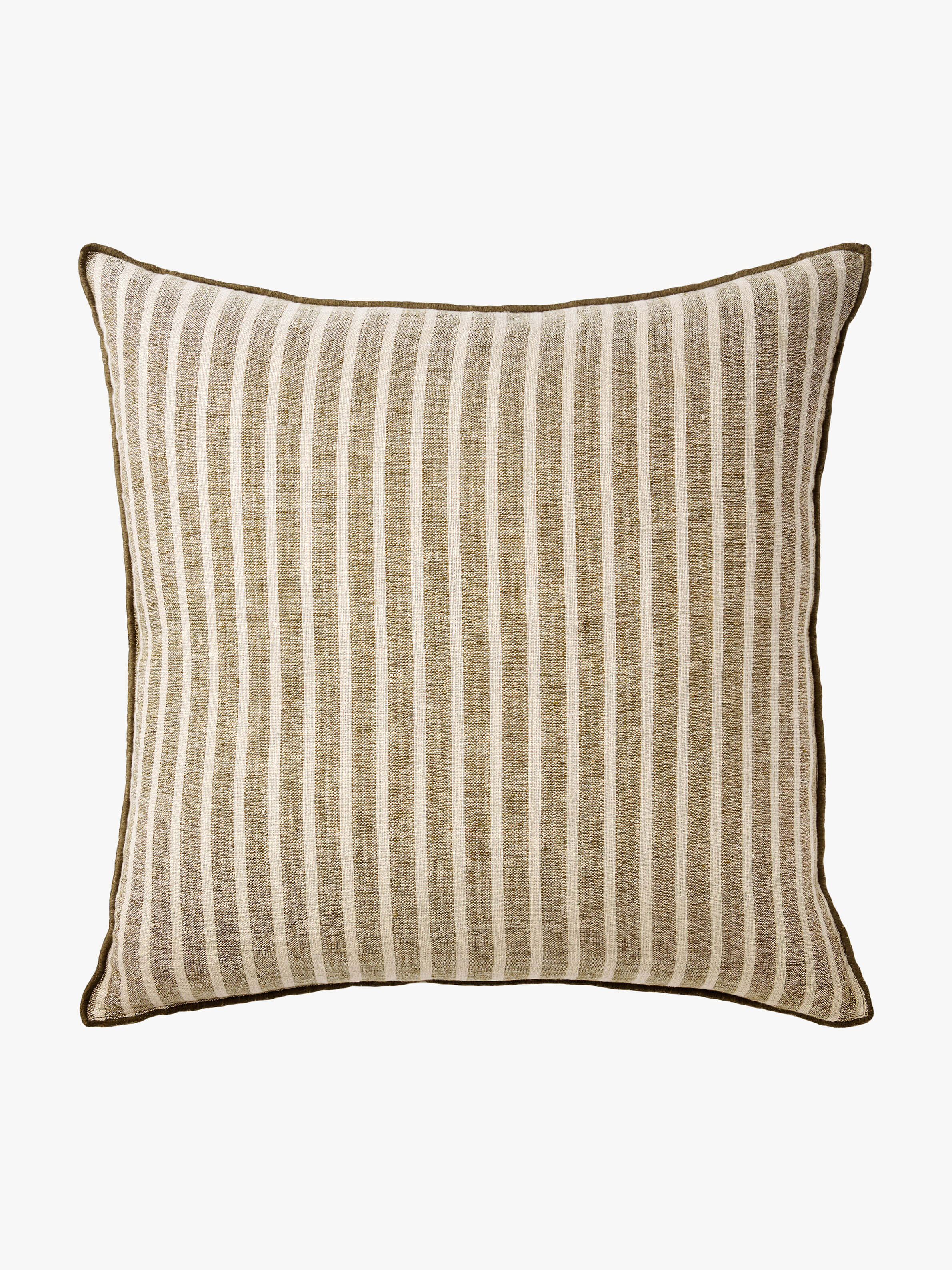 Ava Khaki Stripe Pure Linen Cushion
