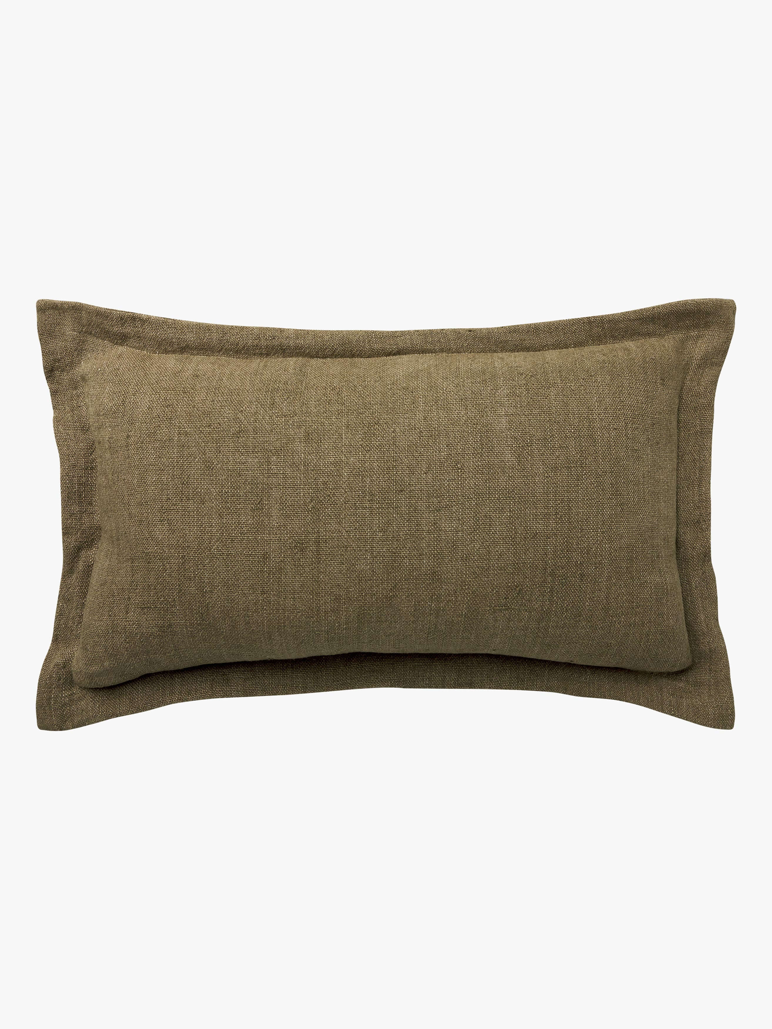 Burton Khaki Tailored Rectangle Heavy Linen Cushion