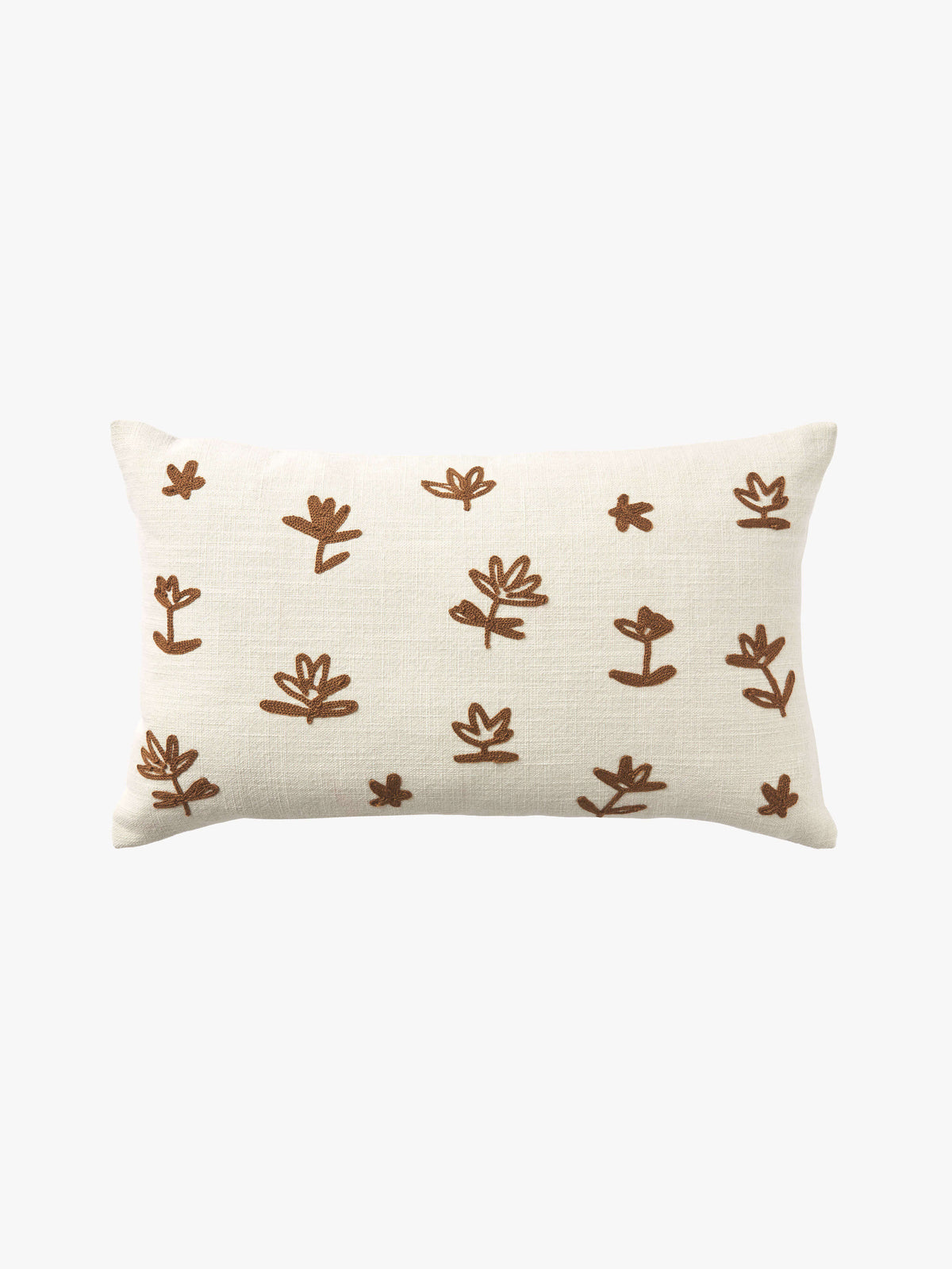 Fleur Nougat Embroidered Linen & Cotton Cushion