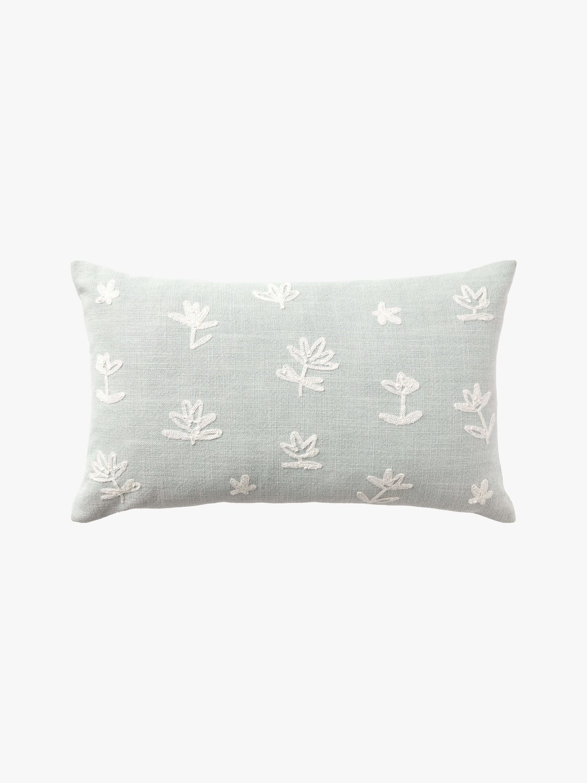 Fleur Sky Embroidered Linen & Cotton Cushion