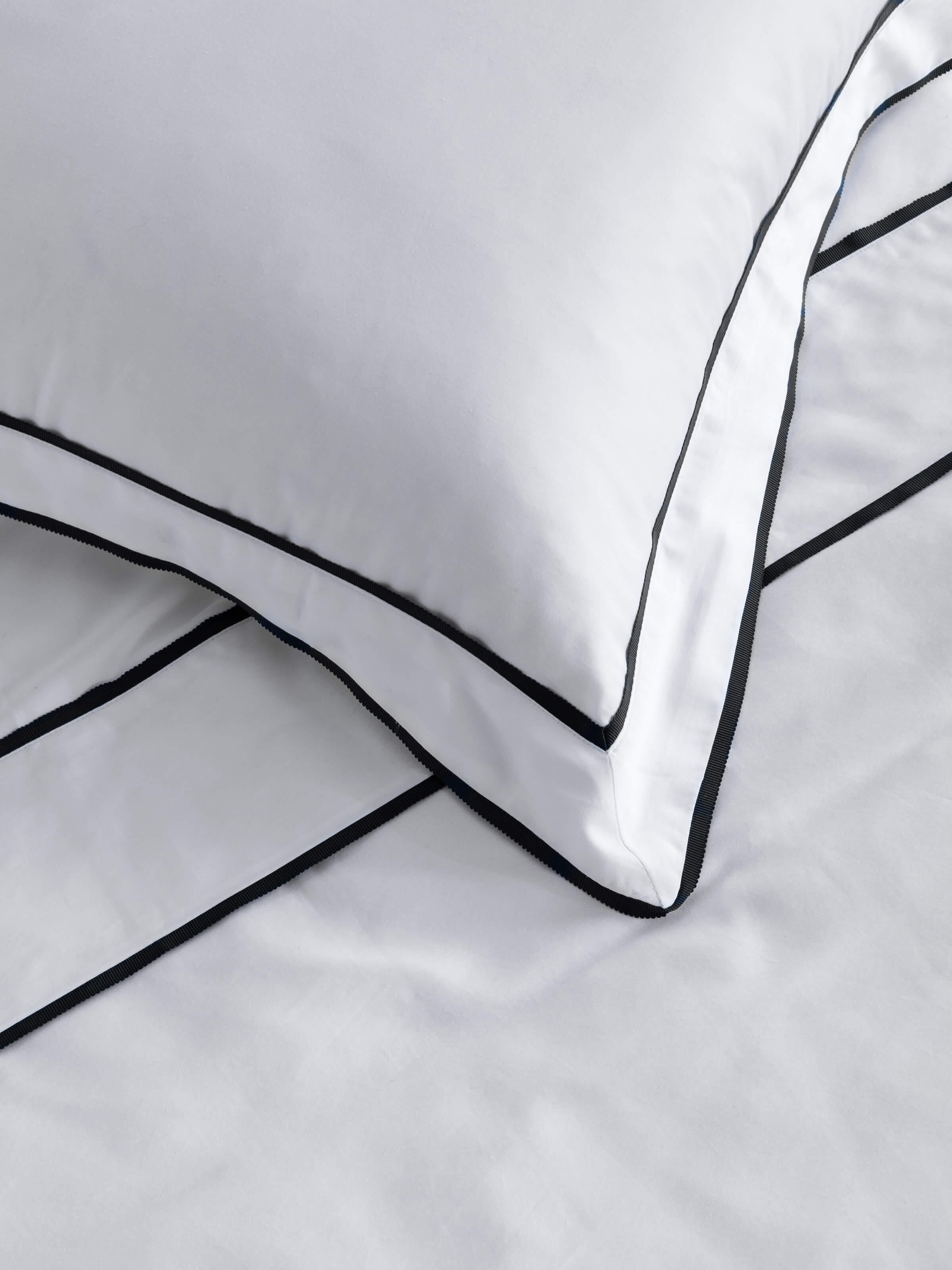 Grosgrain Black Egyptian Cotton Tailored Pillowcases