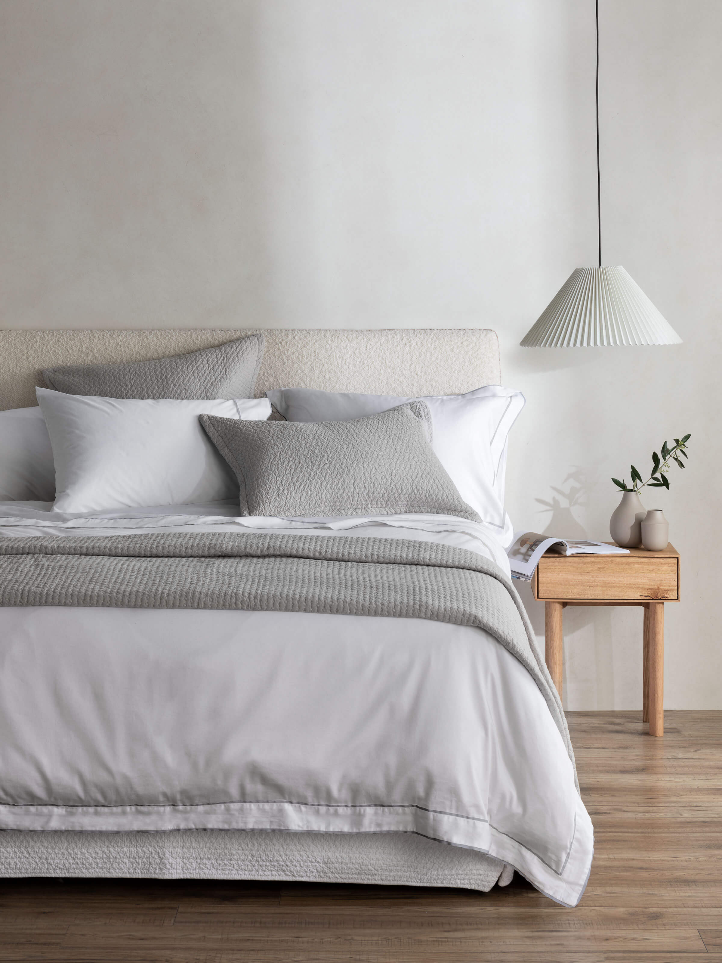 Grosgrain Silver Egyptian Cotton Tailored Pillowcases