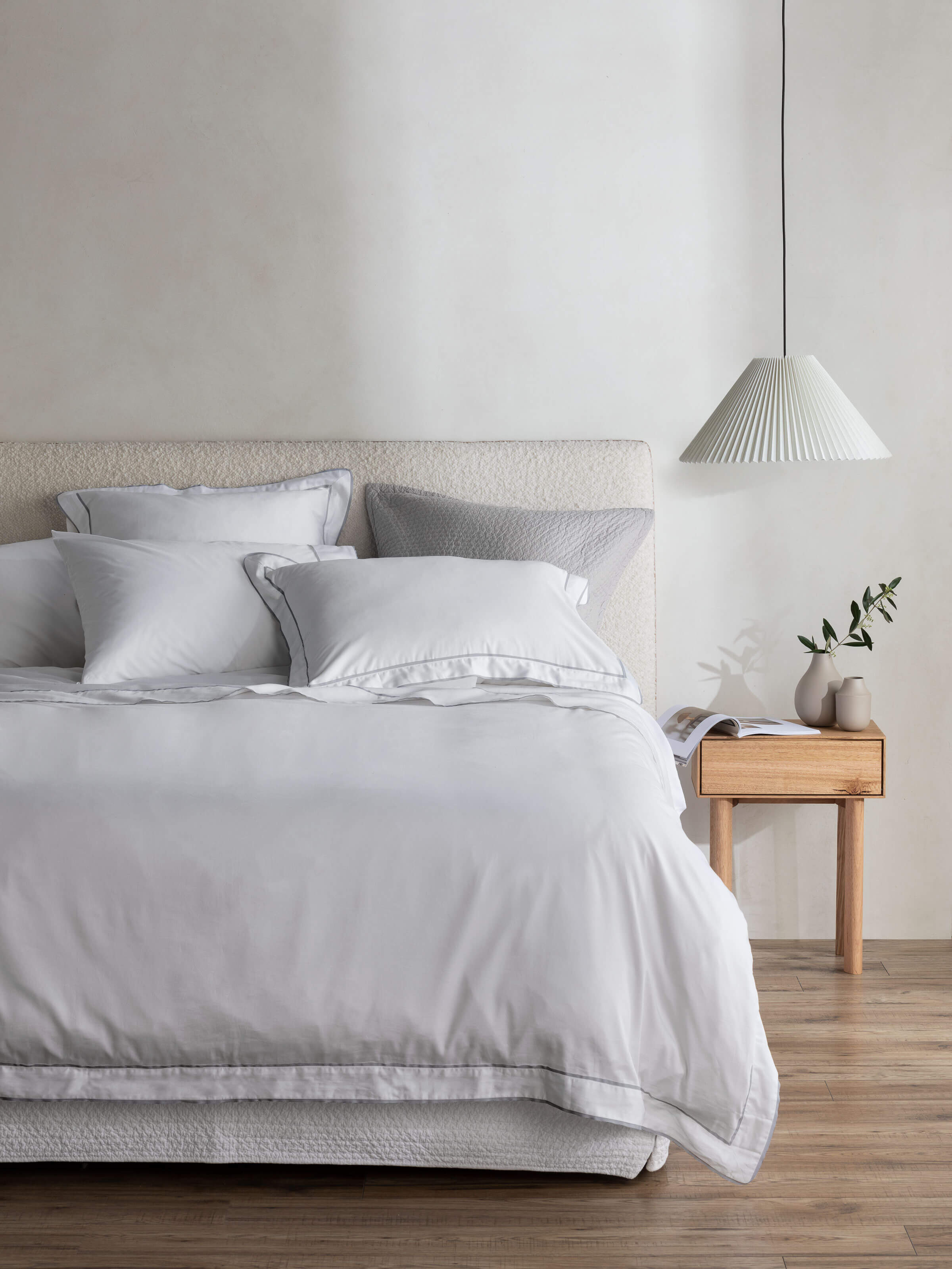 Grosgrain Silver Egyptian Cotton Tailored Pillowcases