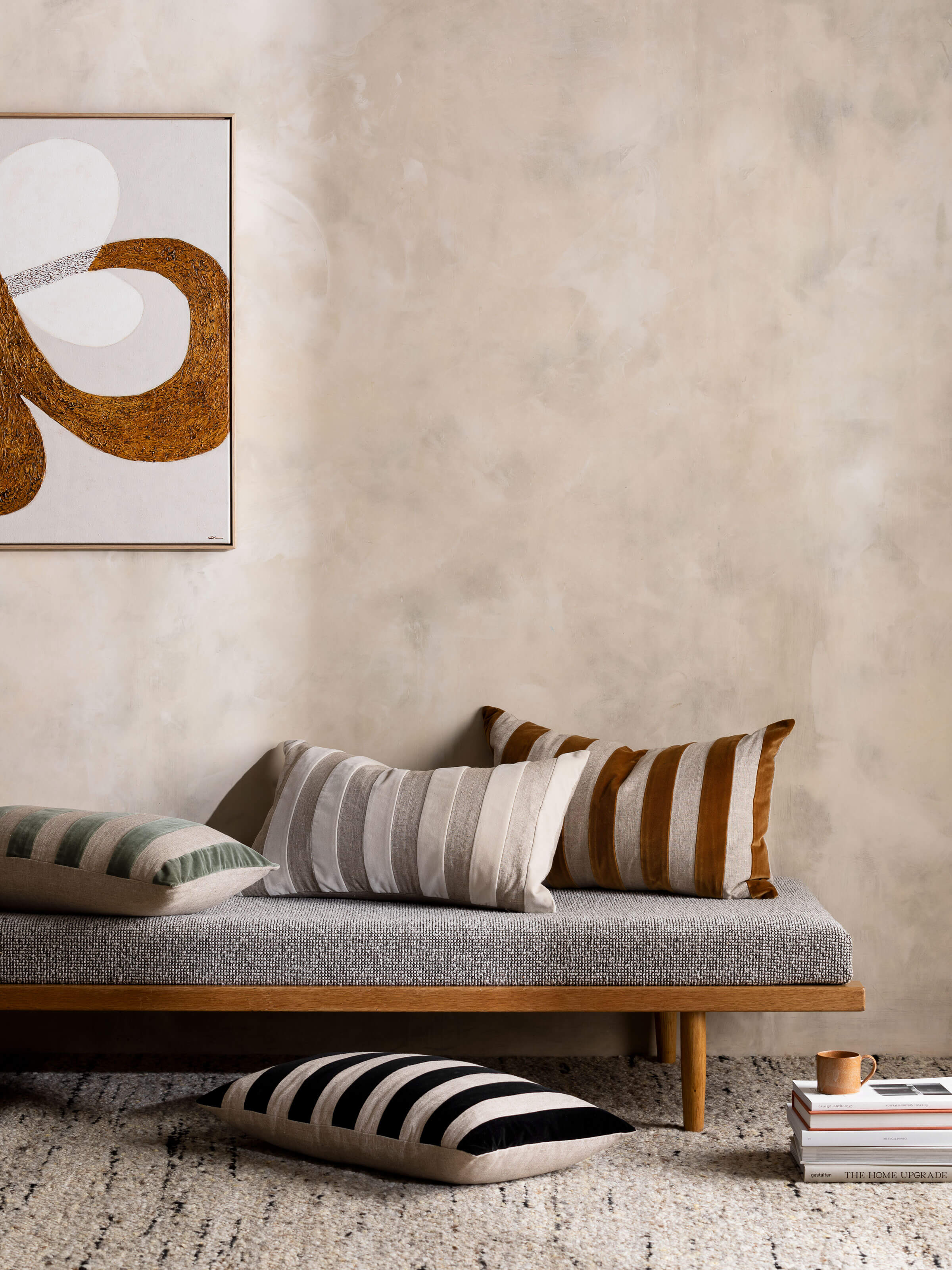 Etro Black Stripe Velvet Cushion