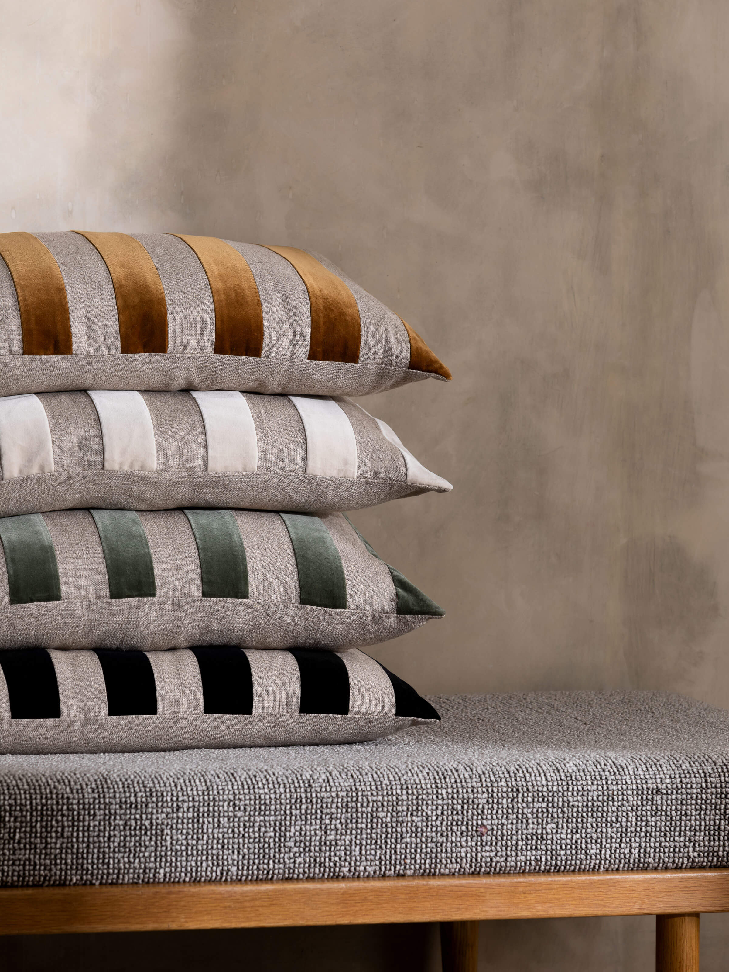 Etro Black Stripe Velvet Cushion