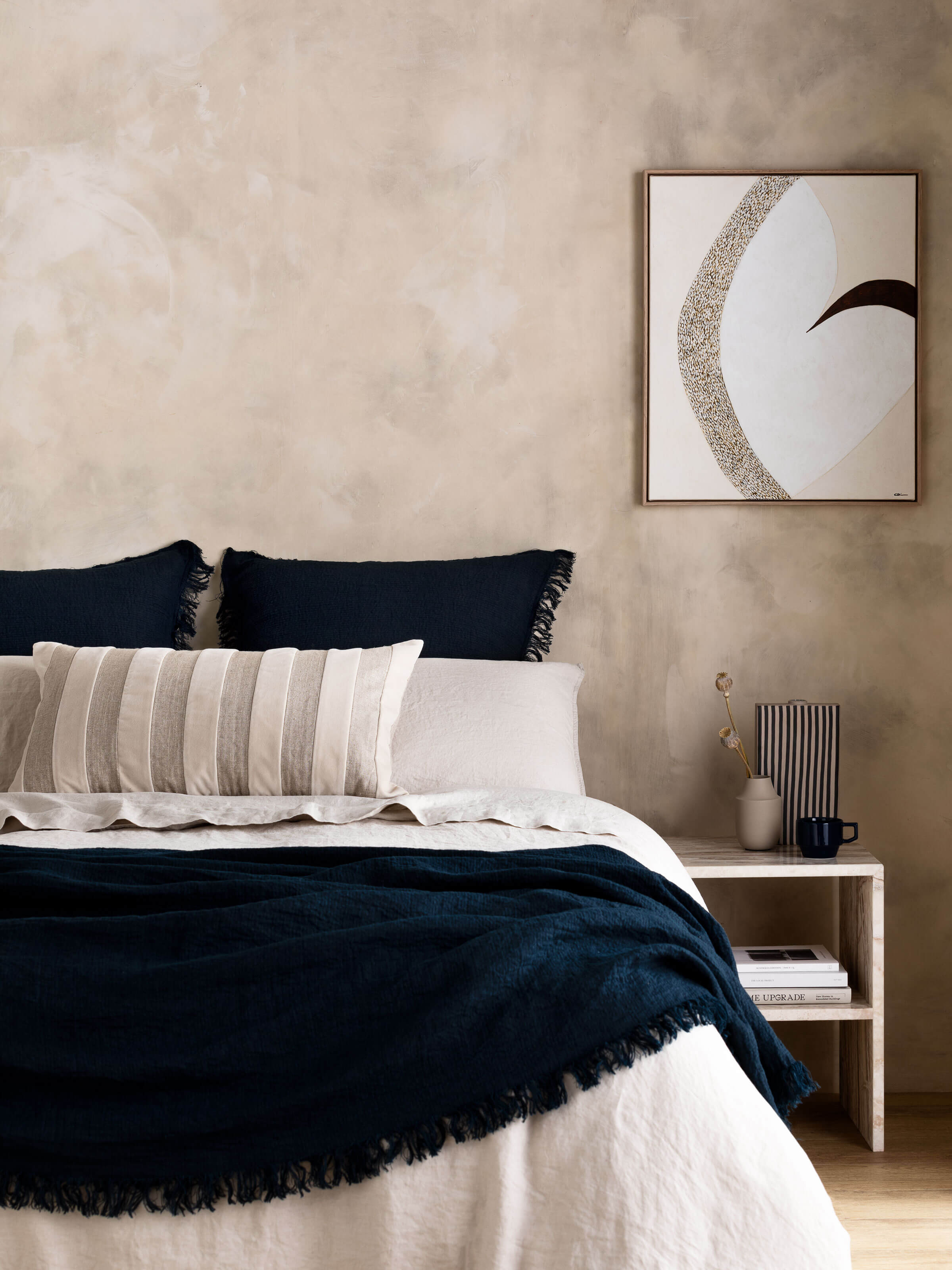 Etro Black Stripe Velvet Cushion