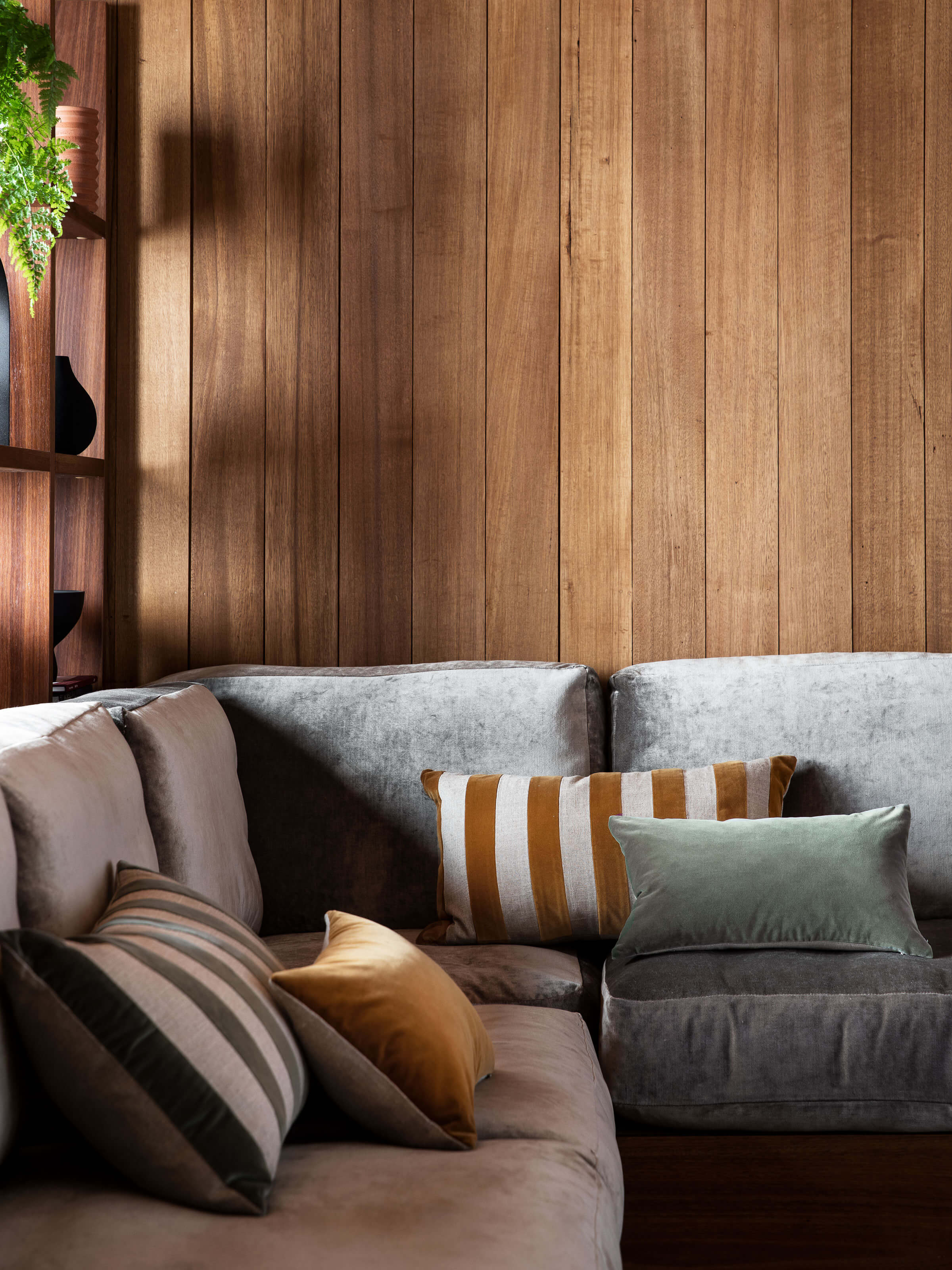 Etro Black Stripe Velvet Cushion