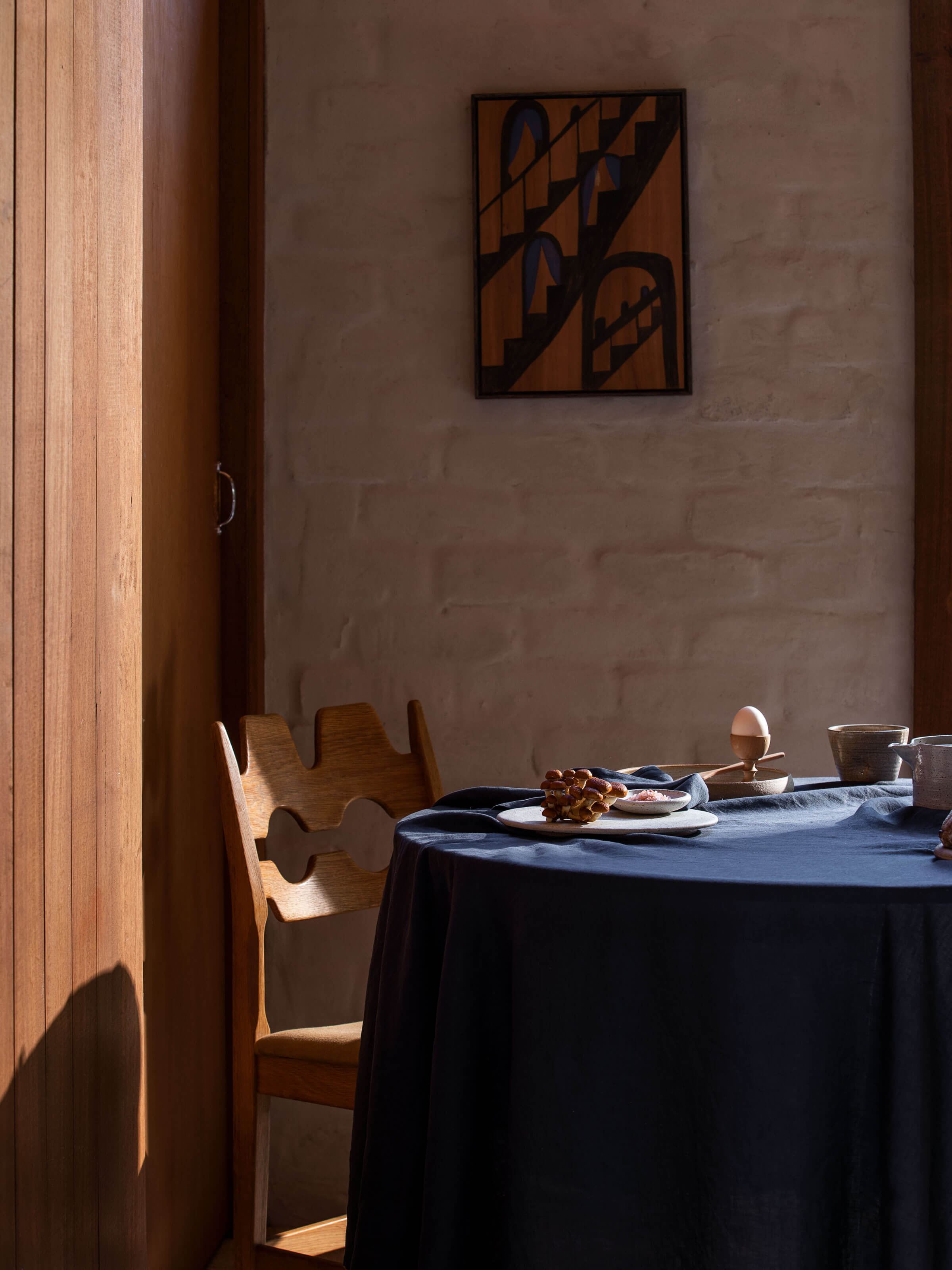 Moss Navy French Linen Table Cloth