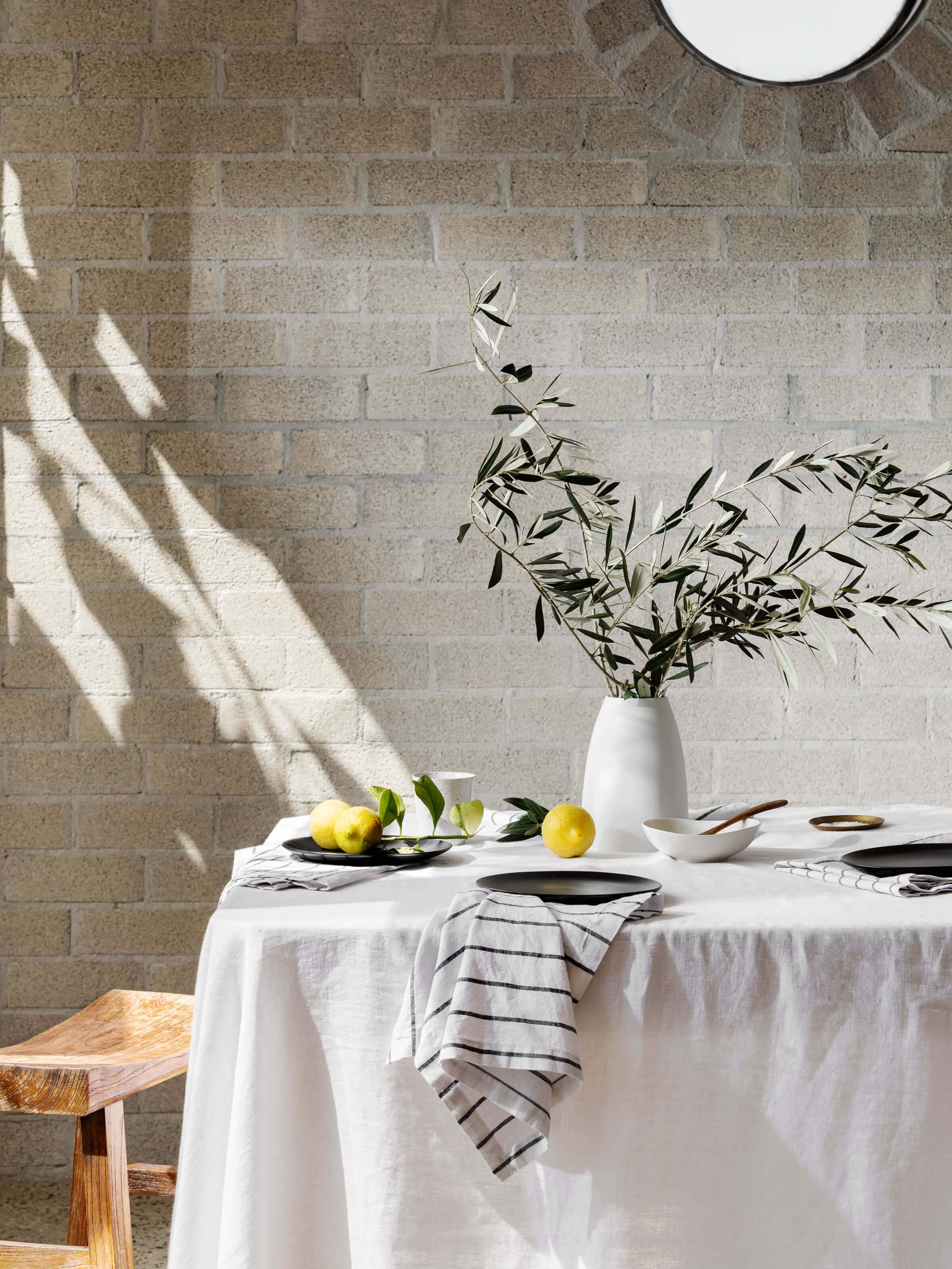 Moss White Table Cloth Table Cloth L&M Home