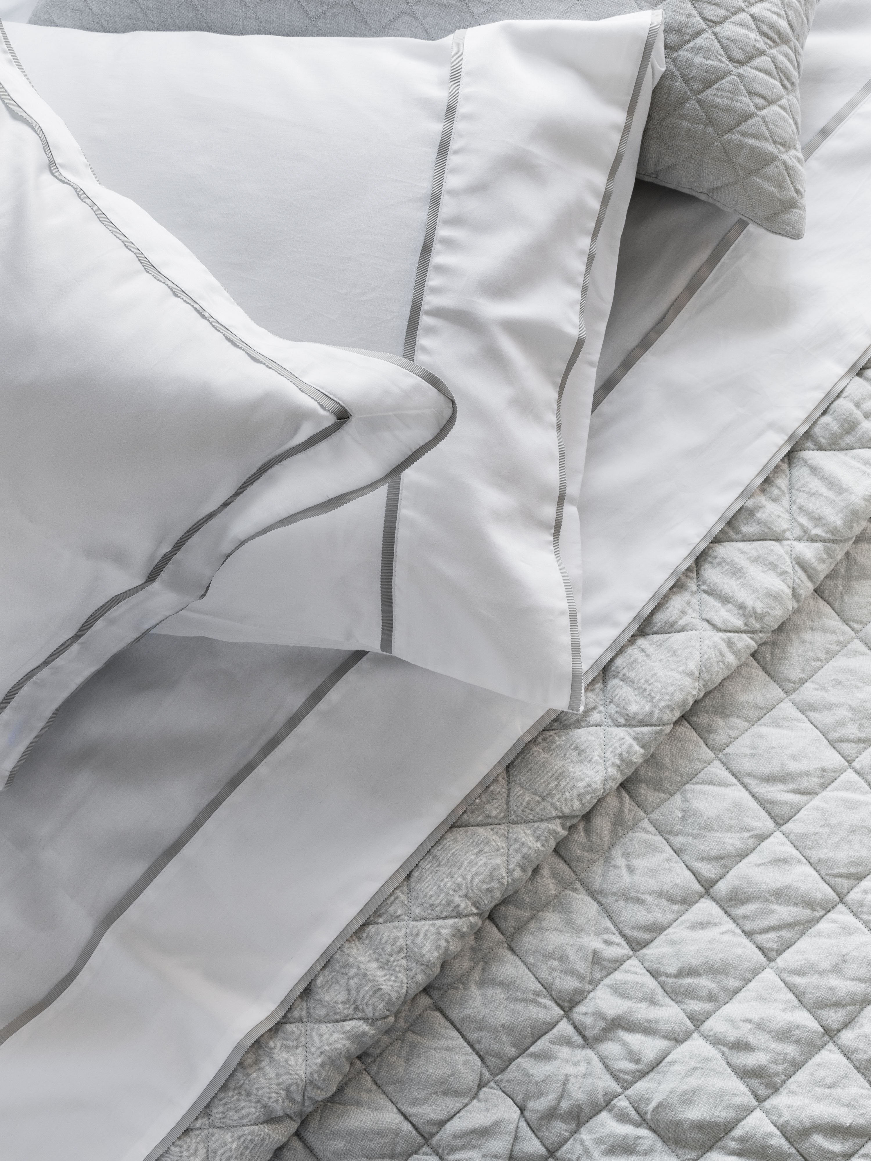 Grosgrain Silver Duvet Cover Set Duvet Covers L&M Home Queen