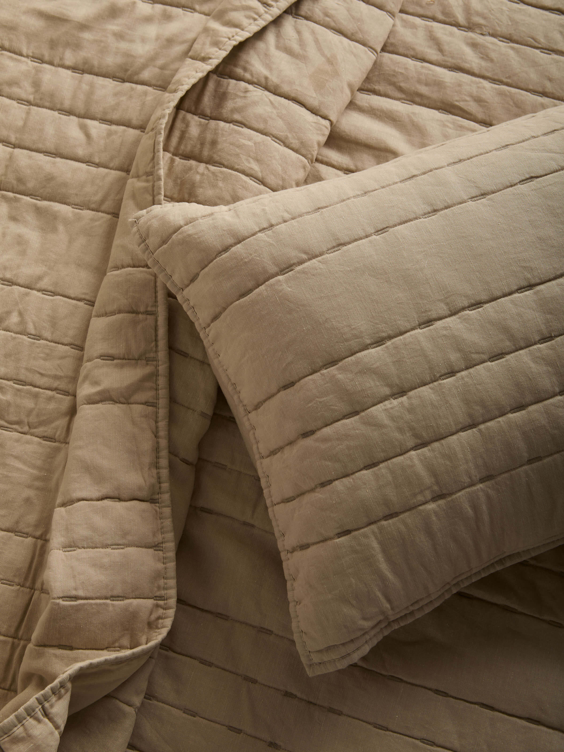Kemble Oatmeal Linen & Cotton Quilted Pillowcases