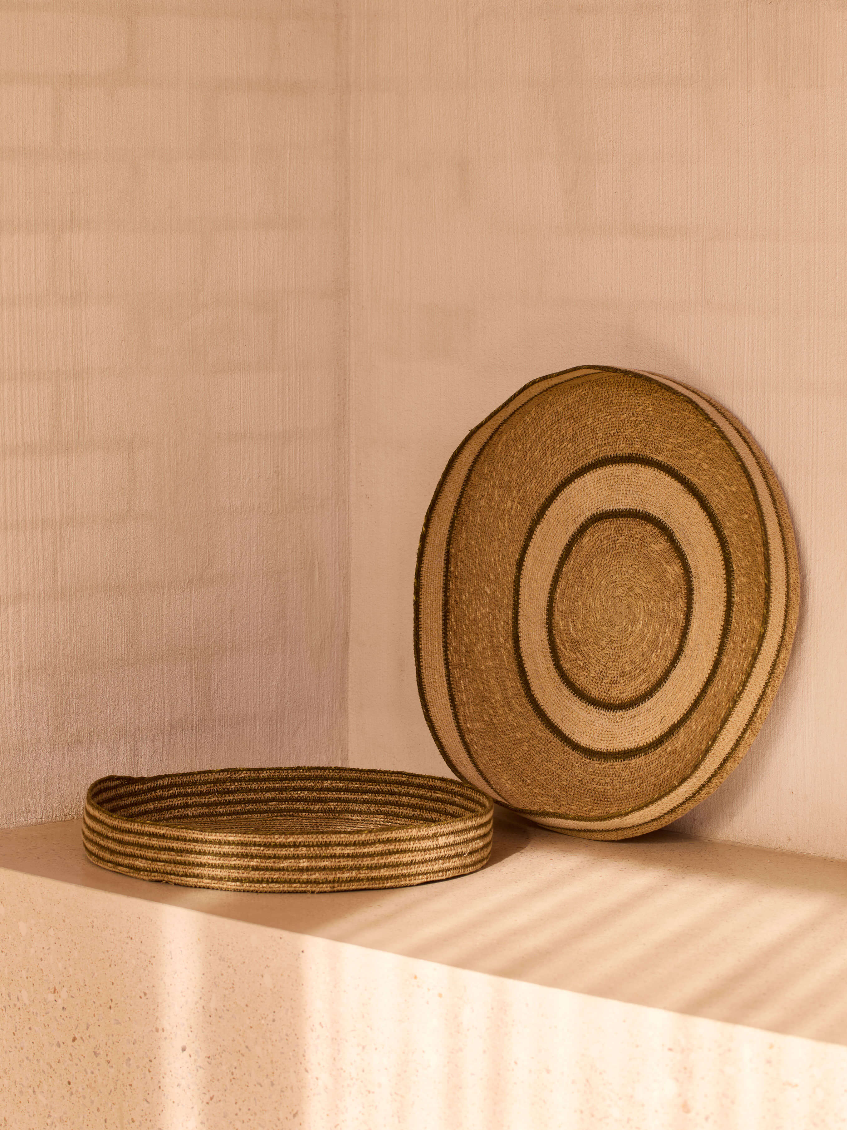 Sabine Khaki Woven Tray Duo