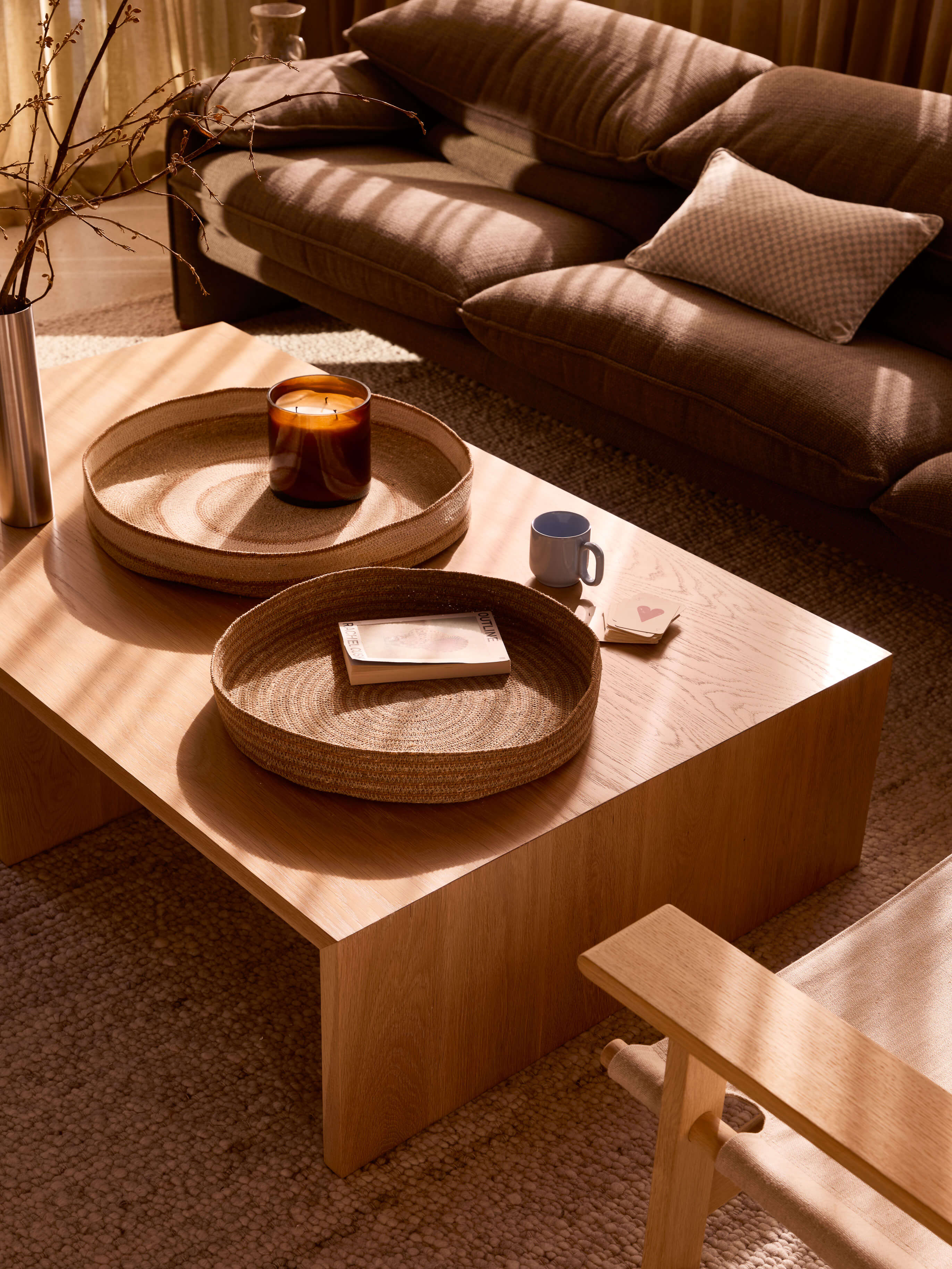 Sabine Tan Woven Tray Duo