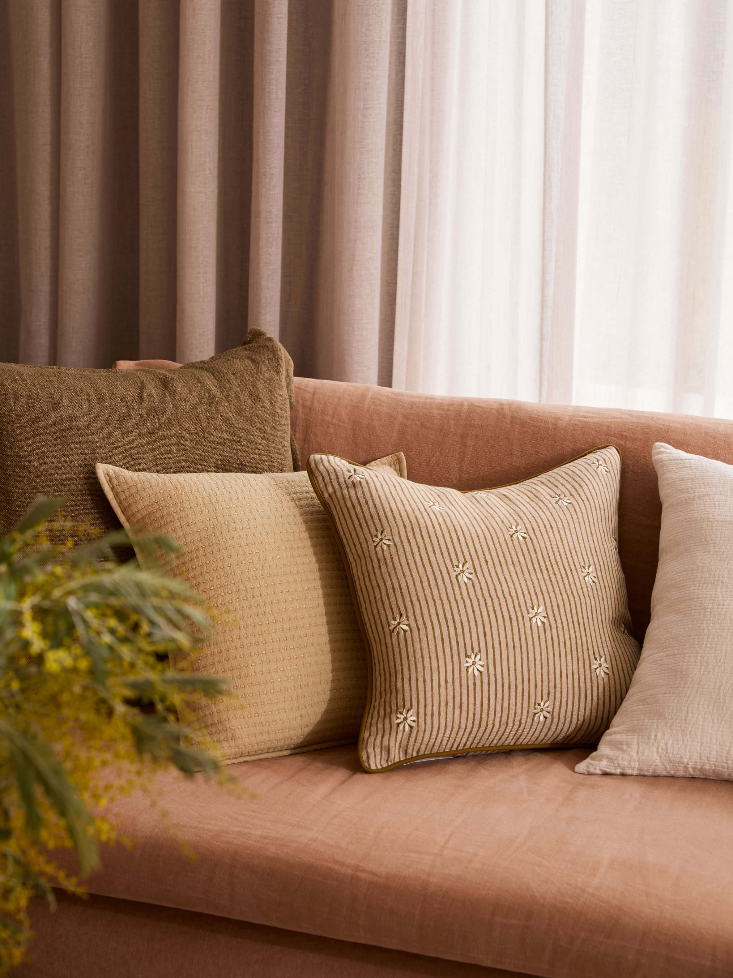 Burton Khaki Tailored Heavy Linen Cushion