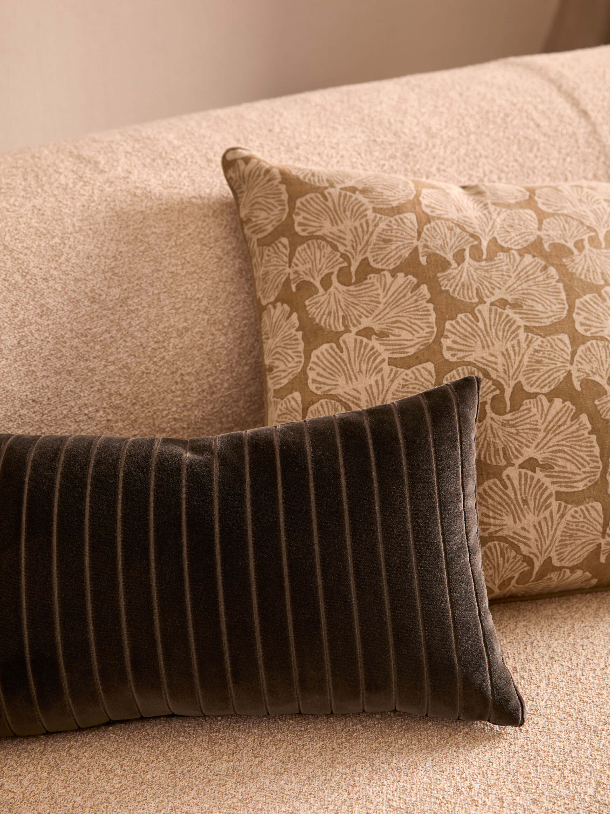 Ginkgo Mocha Linen Cushion