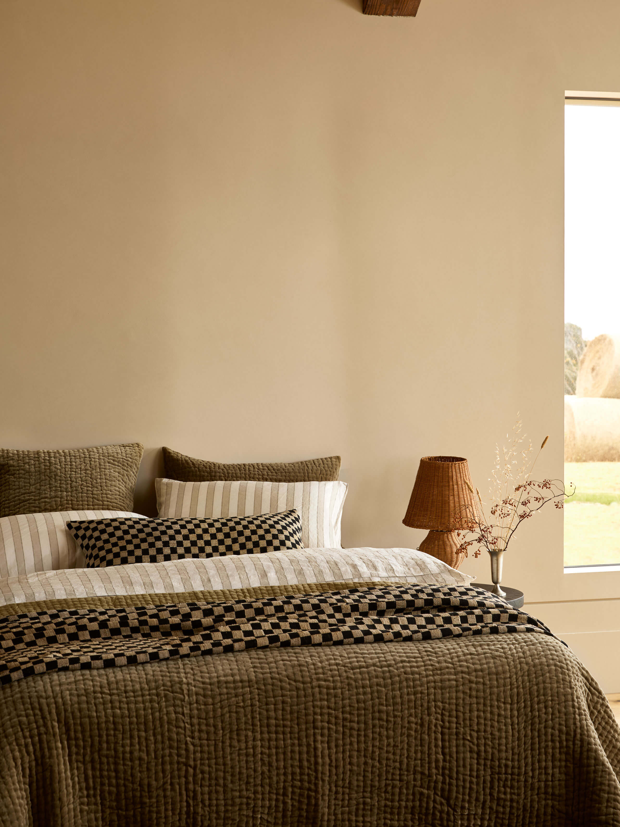 Matteo Black Wool & Silk Lumbar Cushion