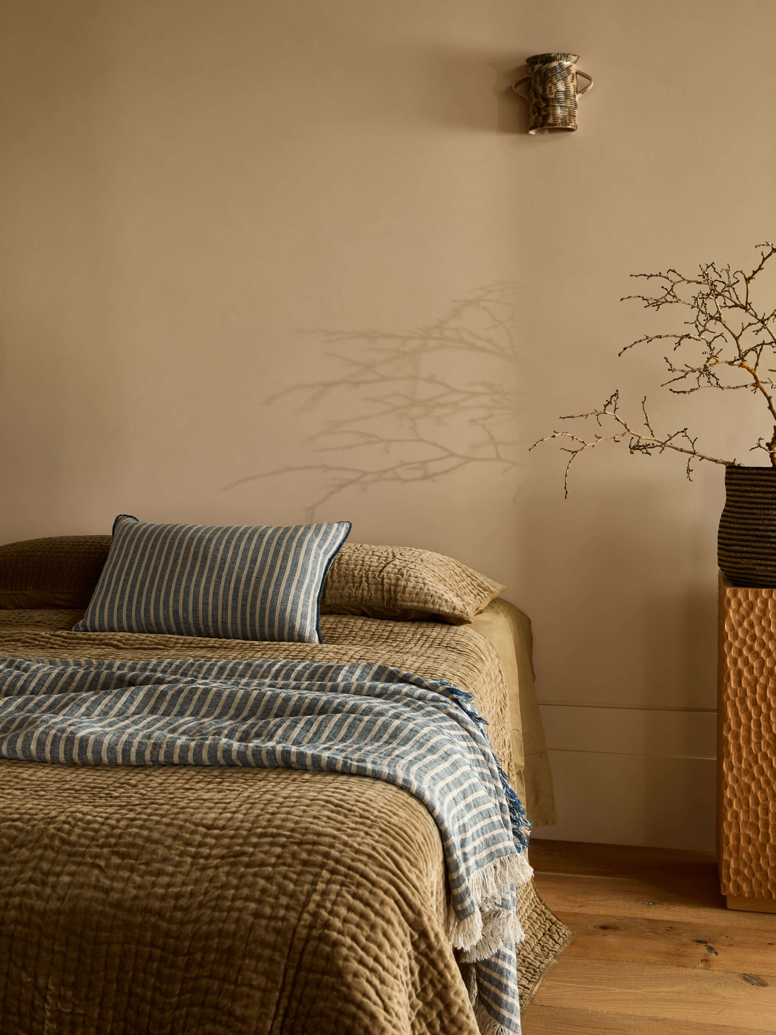 Ava Indigo Stripe Pure Linen Rectangle Cushion